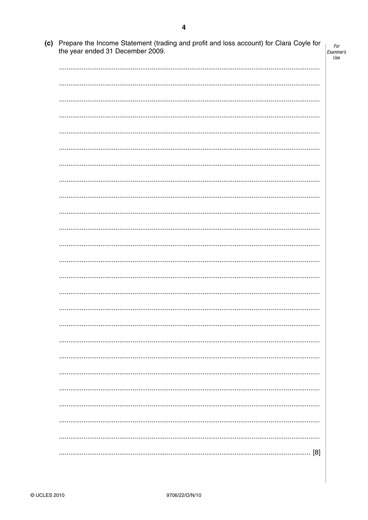 Cambridge A Level Accounting 9706 2010 Oct/Nov Paper 2 · Variant 2 question paper, page 4 of 16