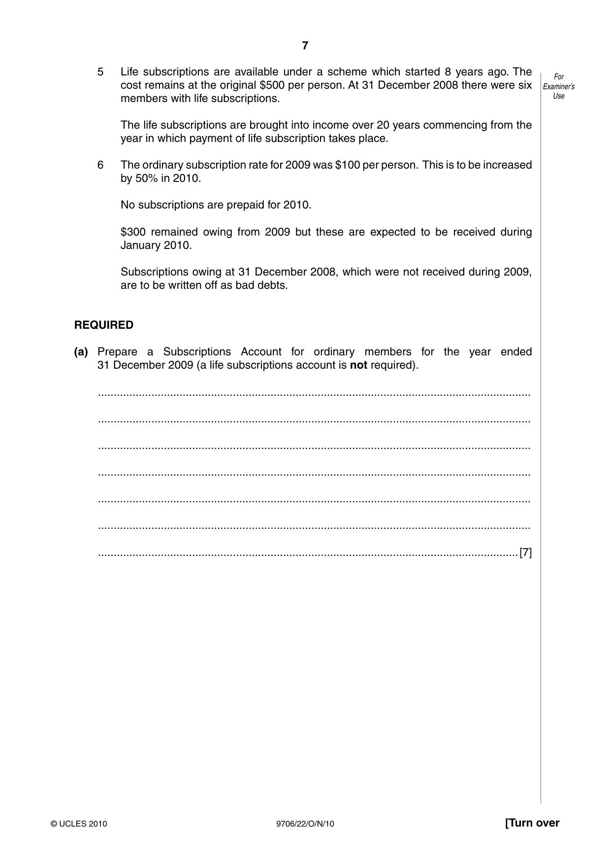 Cambridge A Level Accounting 9706 2010 Oct/Nov Paper 2 · Variant 2 question paper, page 7 of 16