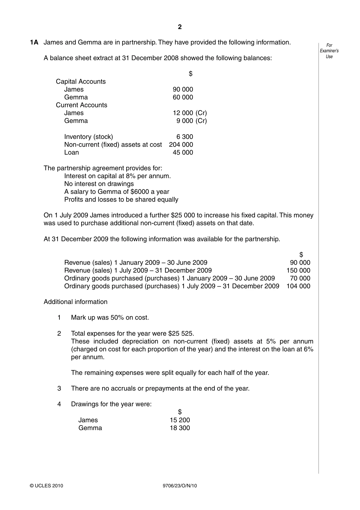 Cambridge A Level Accounting 9706 2010 Oct/Nov Paper 2 · Variant 3 question paper, page 2 of 16