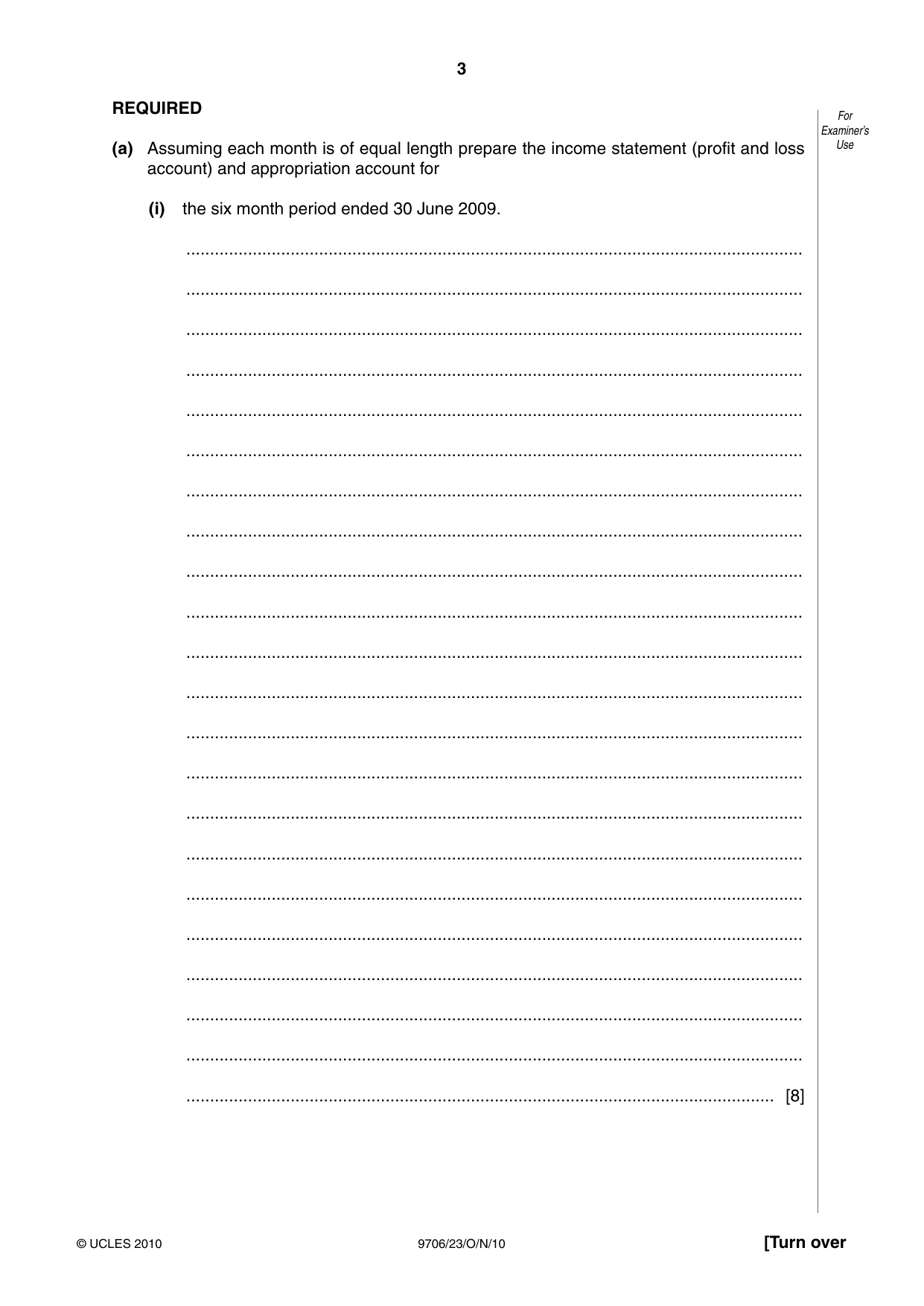 Cambridge A Level Accounting 9706 2010 Oct/Nov Paper 2 · Variant 3 question paper, page 3 of 16