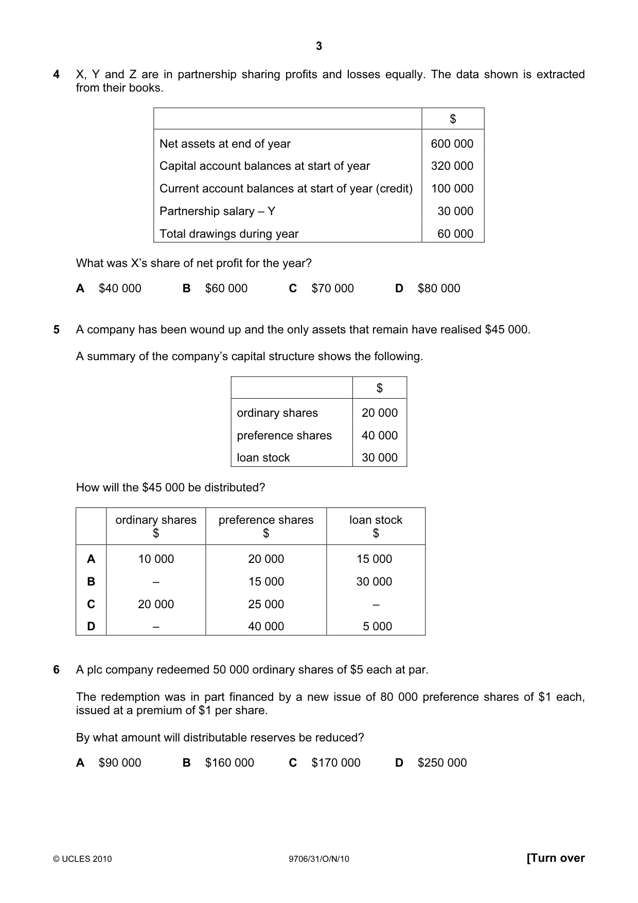 Cambridge A Level Accounting 9706 2010 Oct/Nov Paper 3 · Variant 1 question paper, page 3 of 12