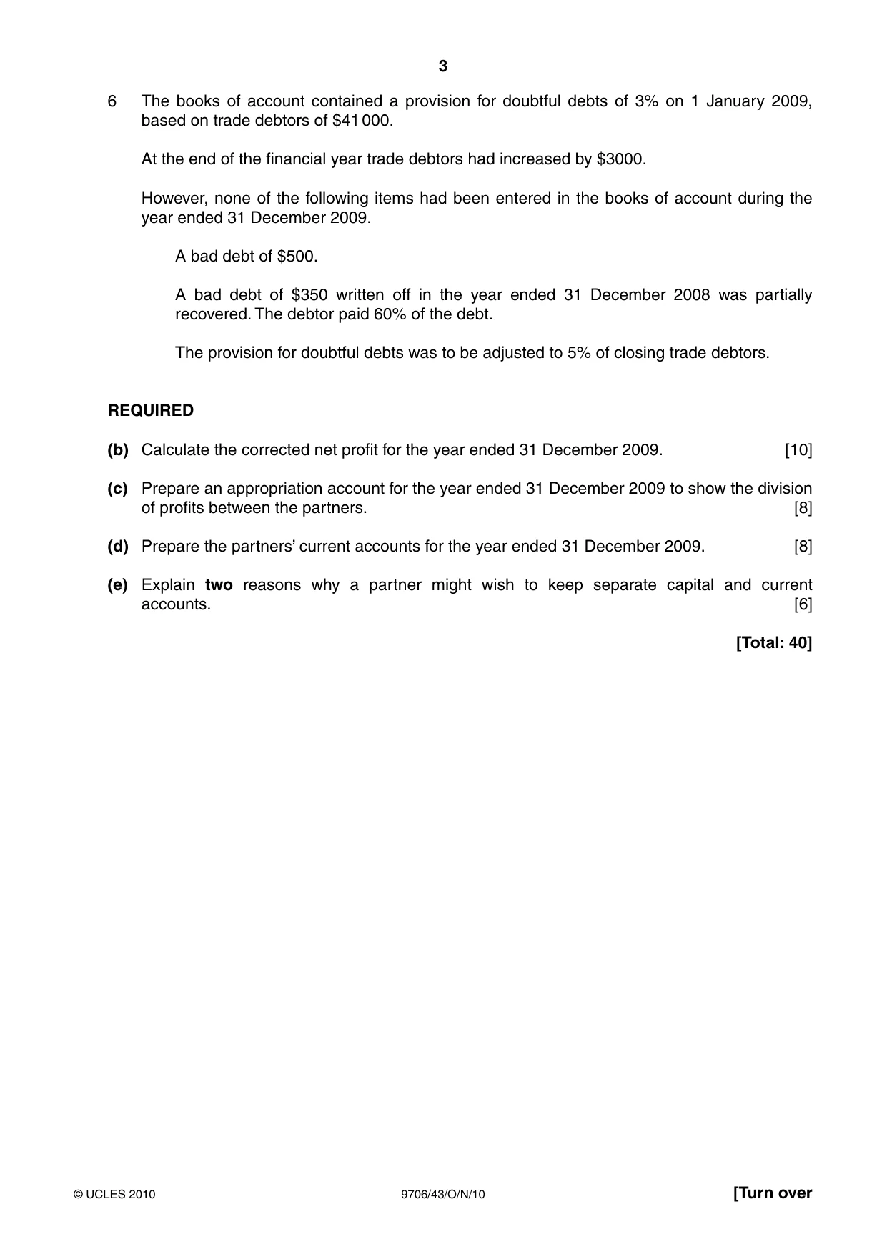Cambridge A Level Accounting 9706 2010 Oct/Nov Paper 4 · Variant 3 question paper, page 3 of 8