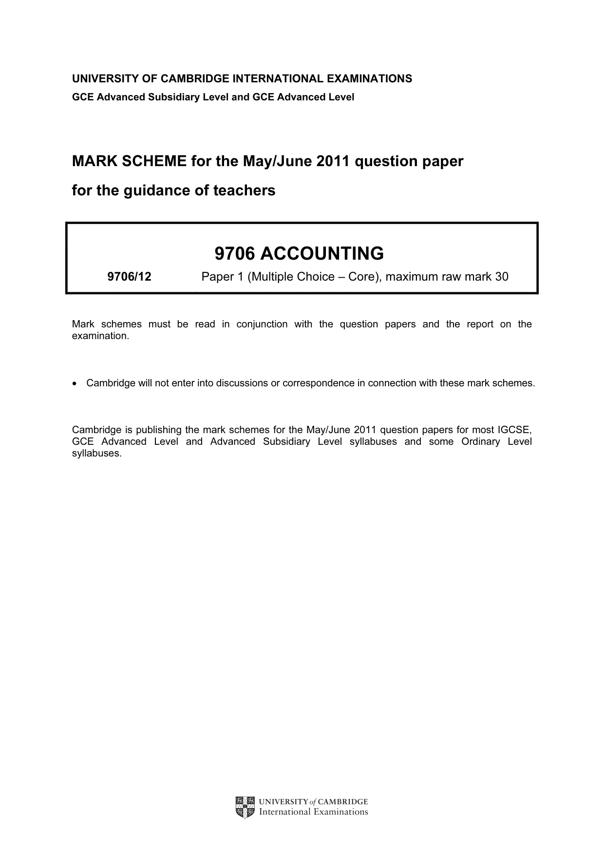 Mark scheme, page 1 of 2