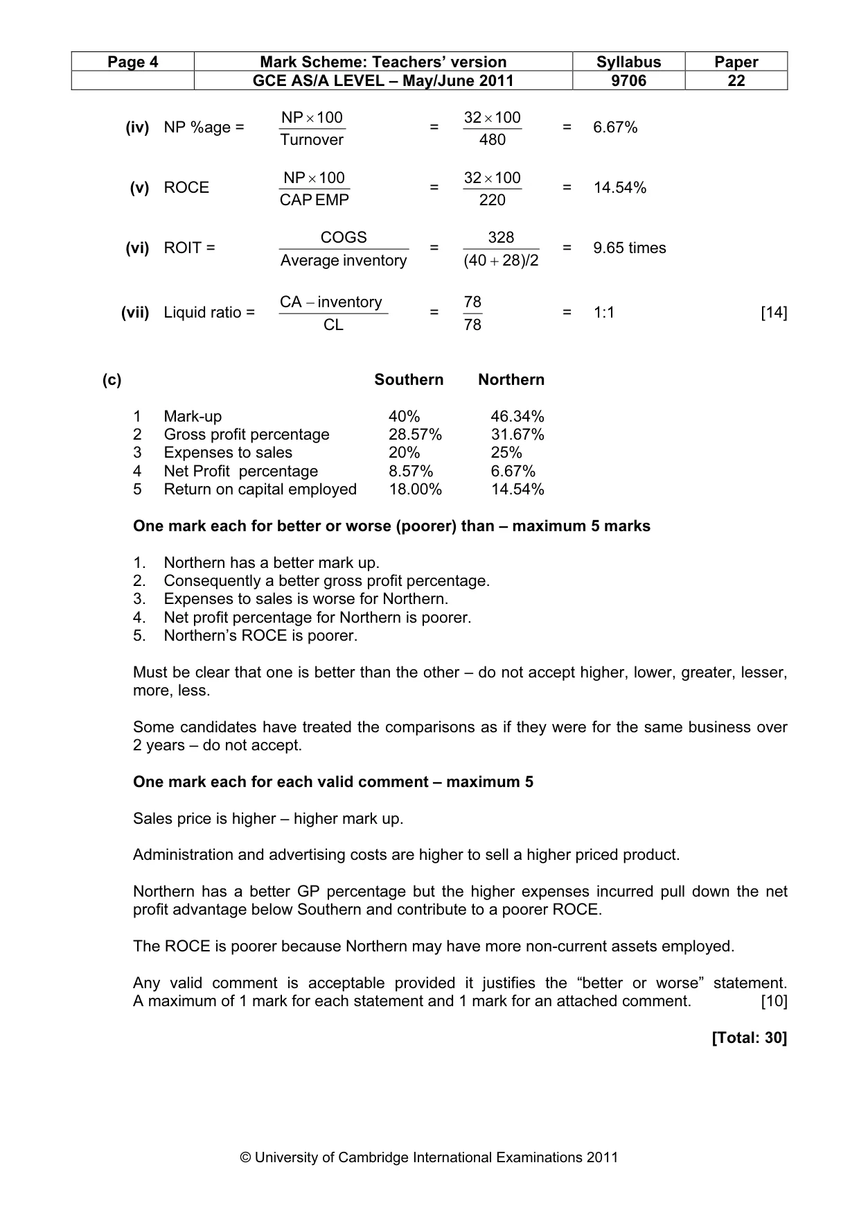 Mark scheme, page 4 of 6