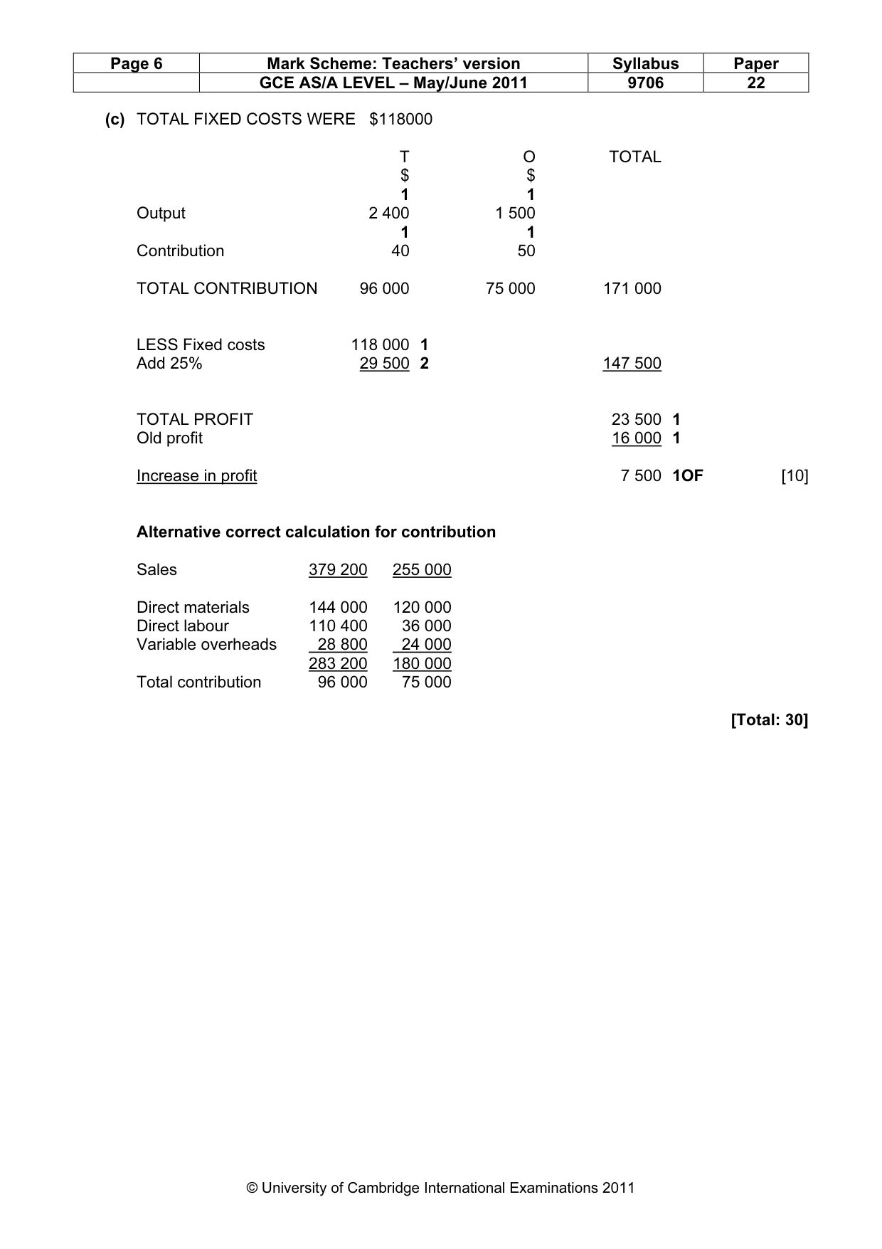 Mark scheme, page 6 of 6