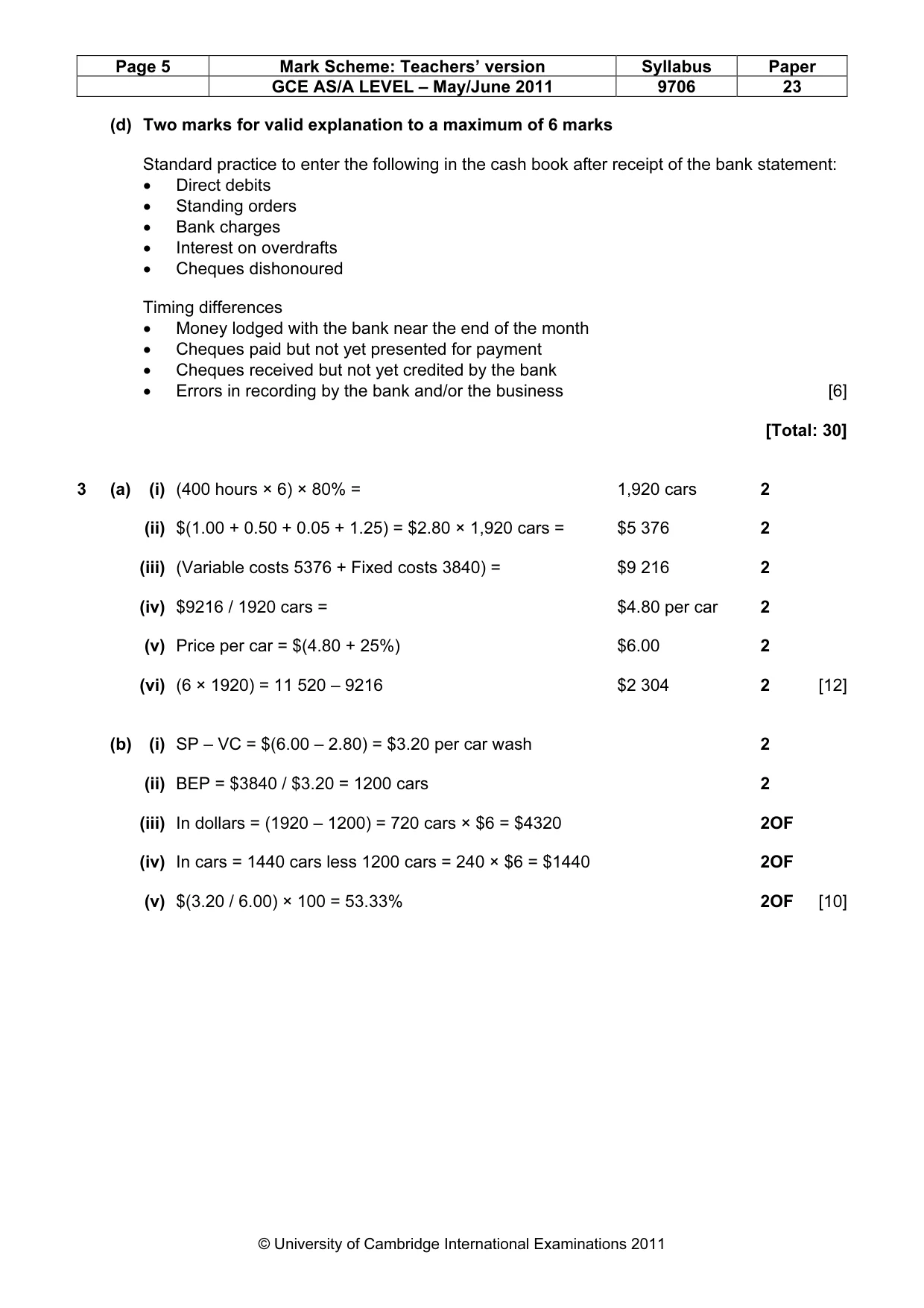 Mark scheme, page 5 of 6
