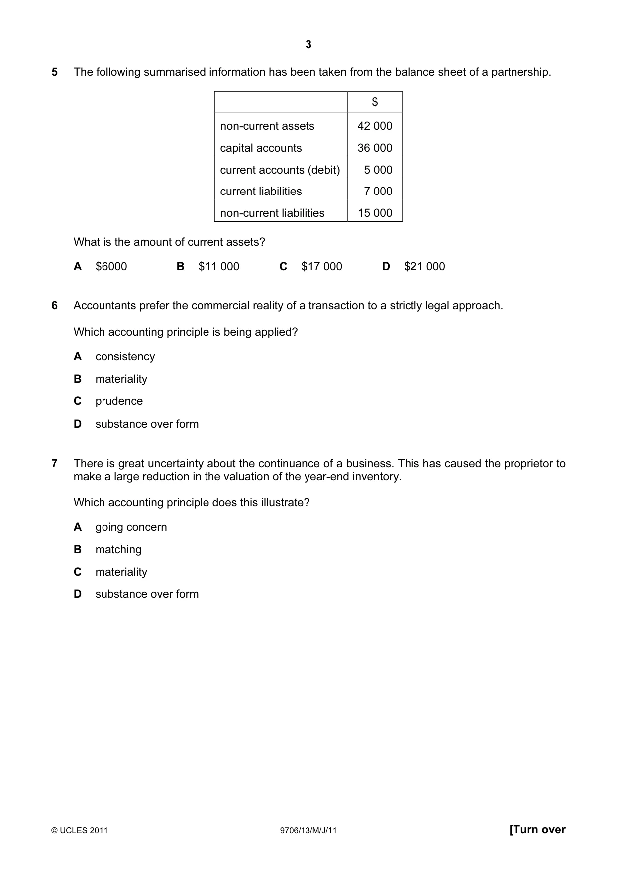 Cambridge A Level Accounting 9706 2011 May/June Paper 1 · Variant 3 question paper, page 3 of 12