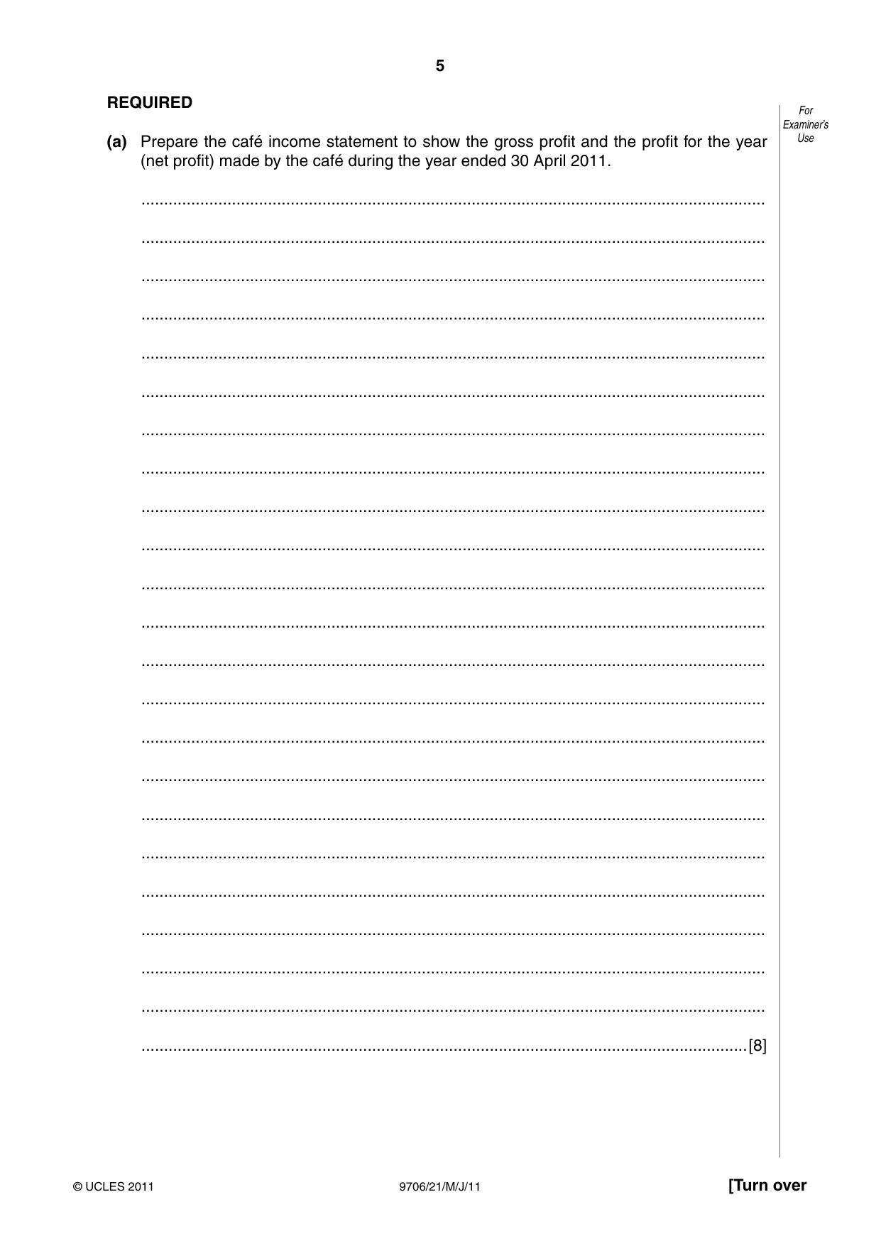 Cambridge A Level Accounting 9706 2011 May/June Paper 2 · Variant 1 question paper, page 5 of 12