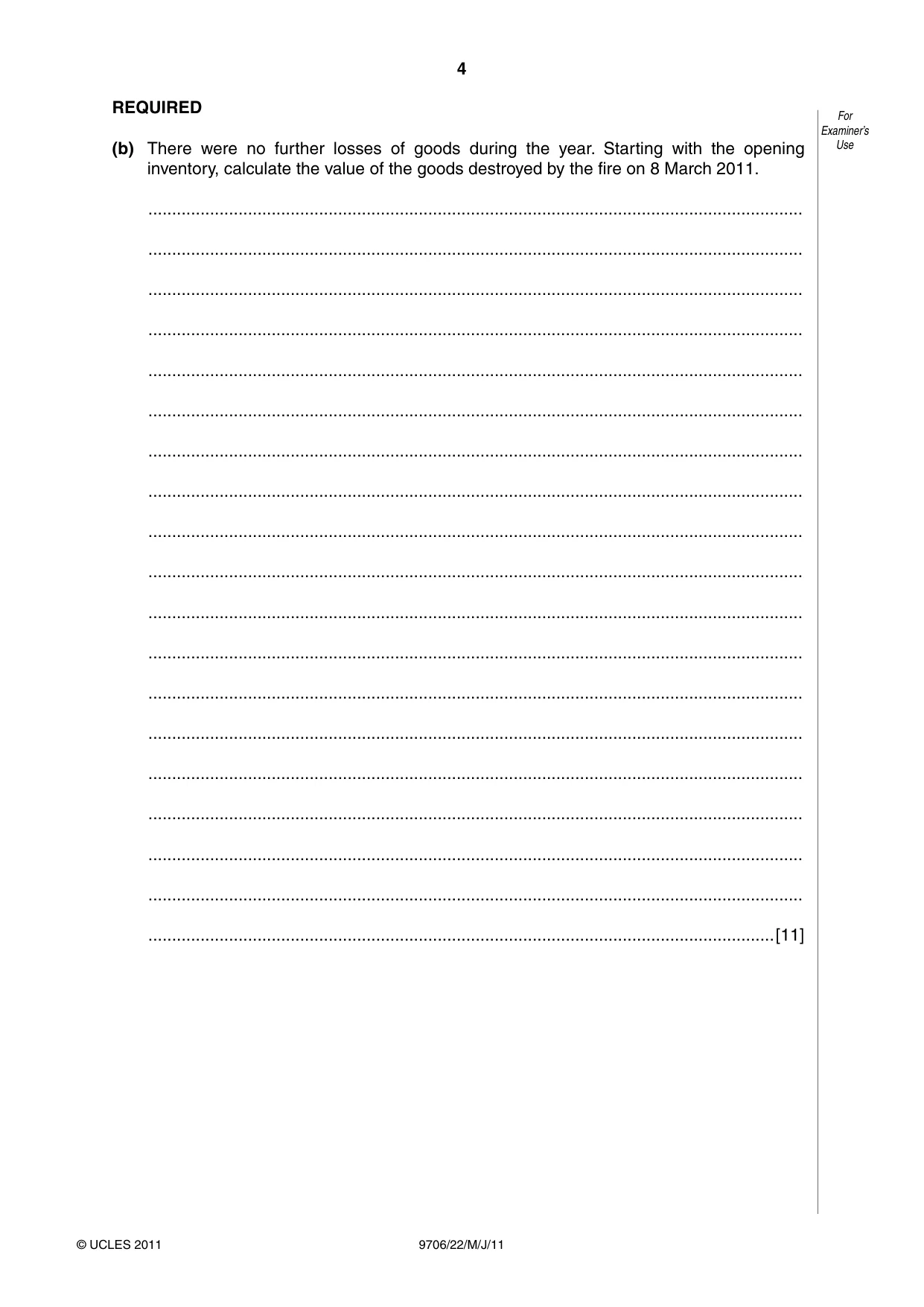 Cambridge A Level Accounting 9706 2011 May/June Paper 2 · Variant 2 question paper, page 4 of 12