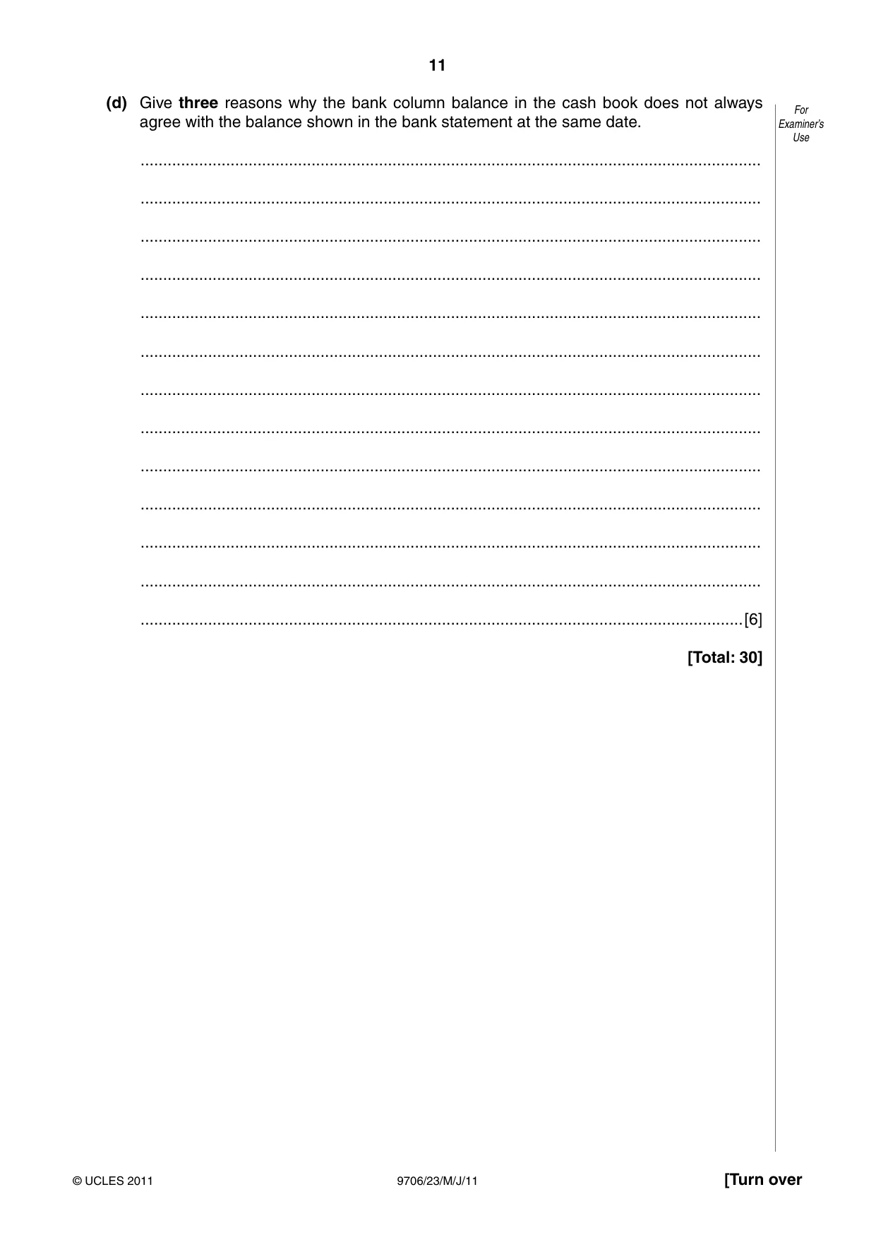 Cambridge A Level Accounting 9706 2011 May/June Paper 2 · Variant 3 question paper, page 11 of 16