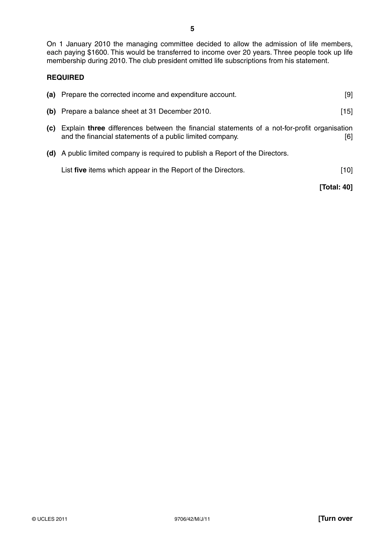Cambridge A Level Accounting 9706 2011 May/June Paper 4 · Variant 2 question paper, page 5 of 8