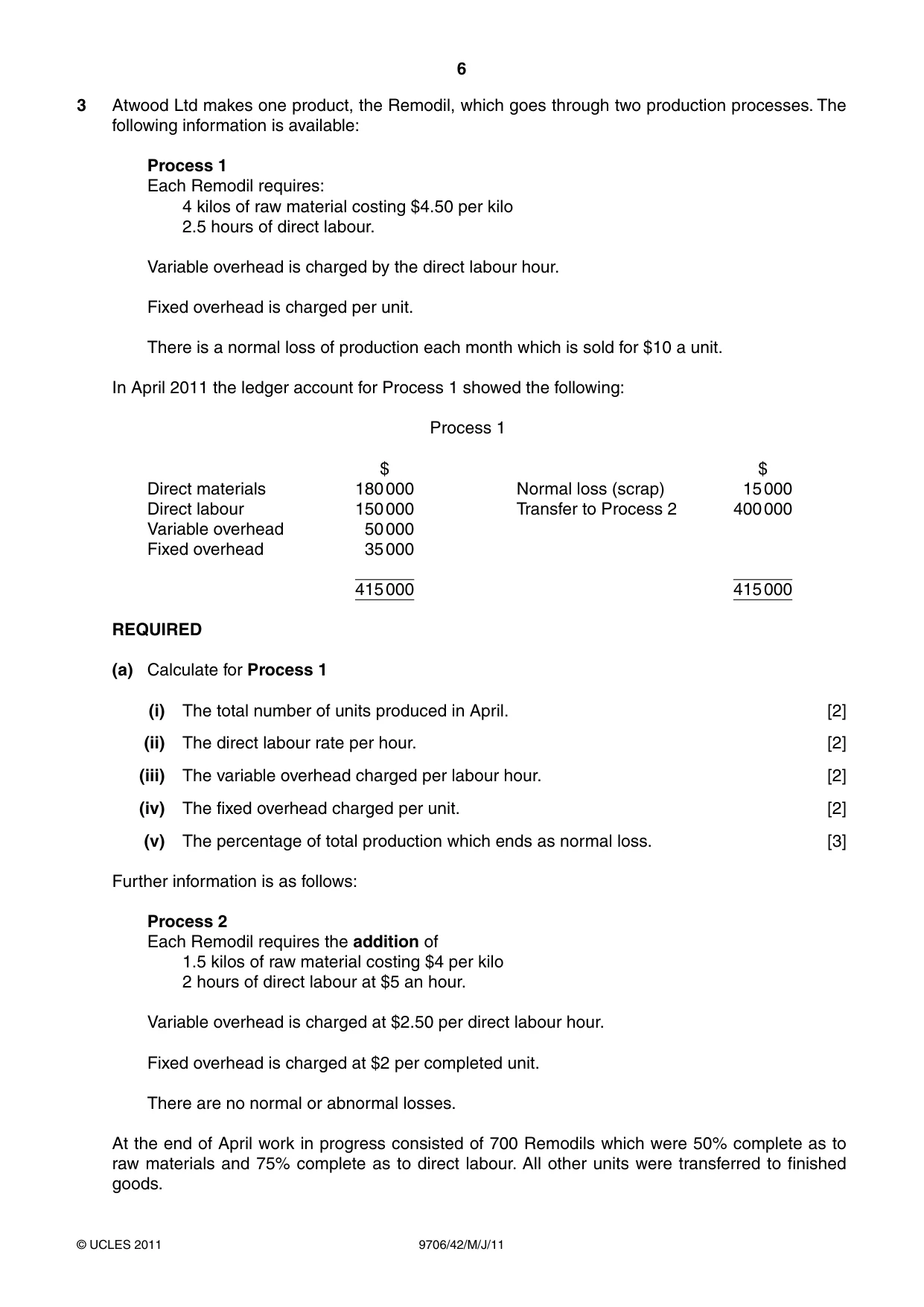 Cambridge A Level Accounting 9706 2011 May/June Paper 4 · Variant 2 question paper, page 6 of 8