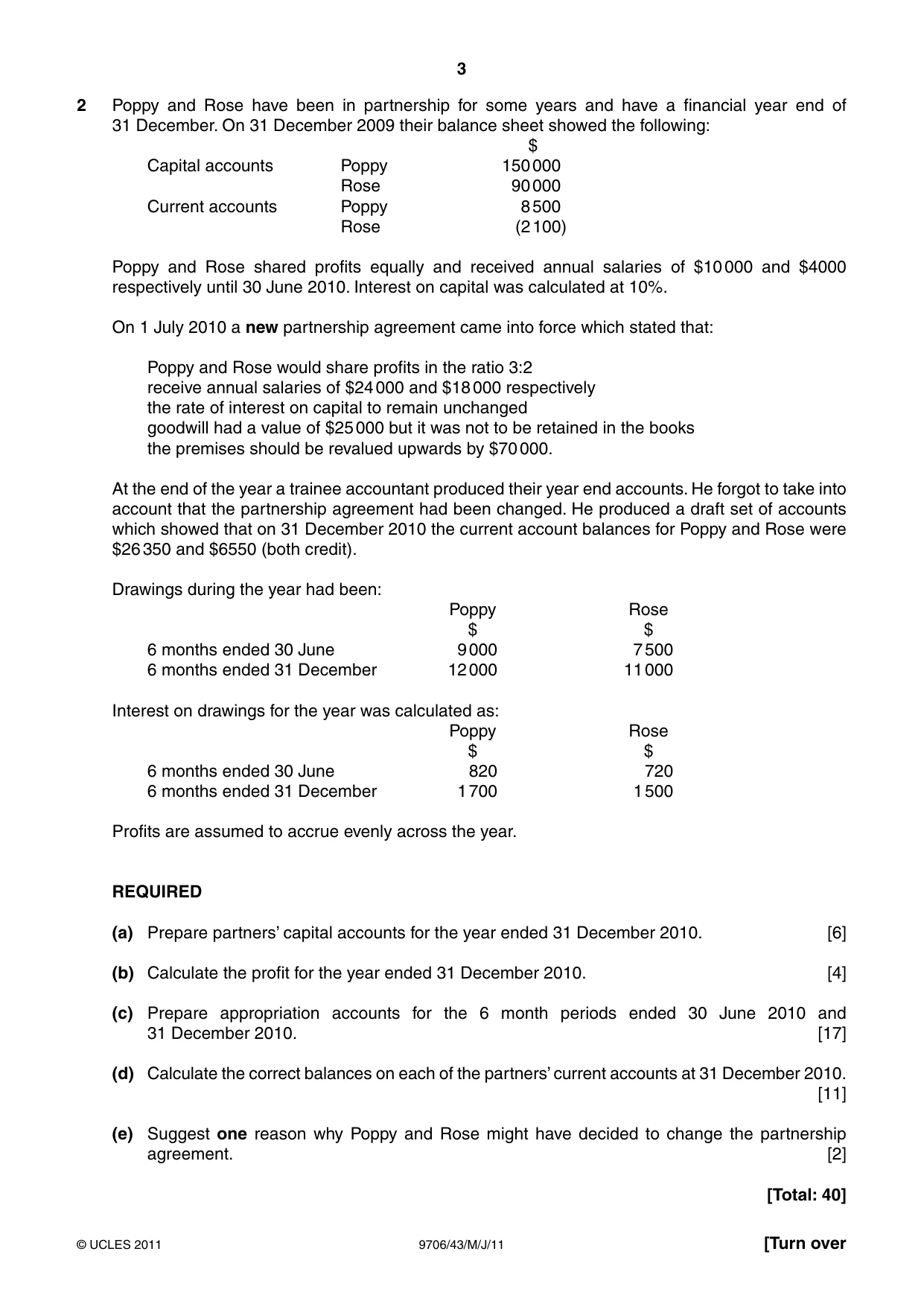 Cambridge A Level Accounting 9706 2011 May/June Paper 4 · Variant 3 question paper, page 3 of 4