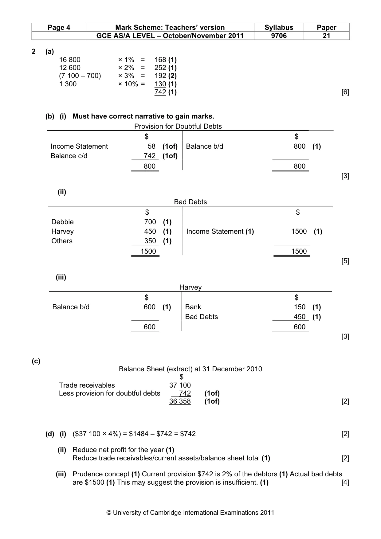 Mark scheme, page 4 of 5