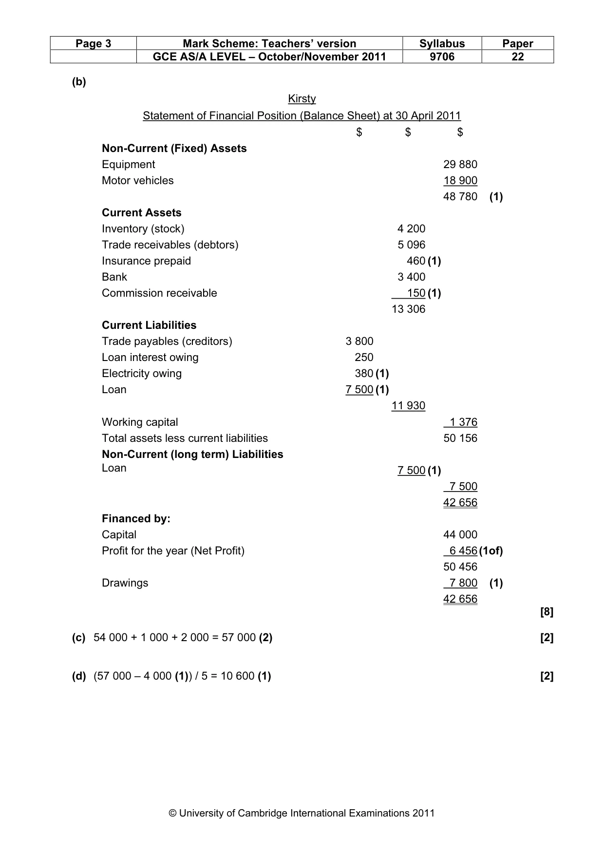 Mark scheme, page 3 of 7
