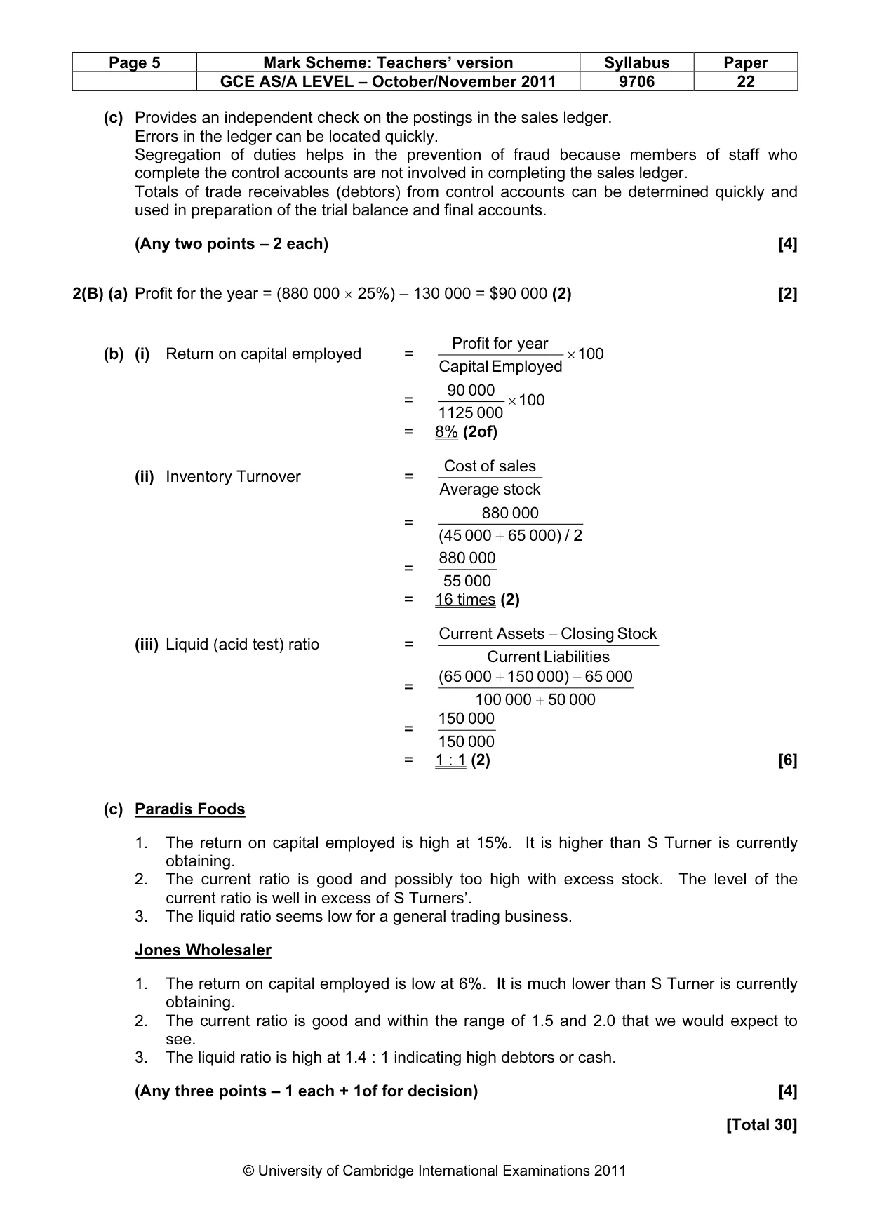 Mark scheme, page 5 of 7