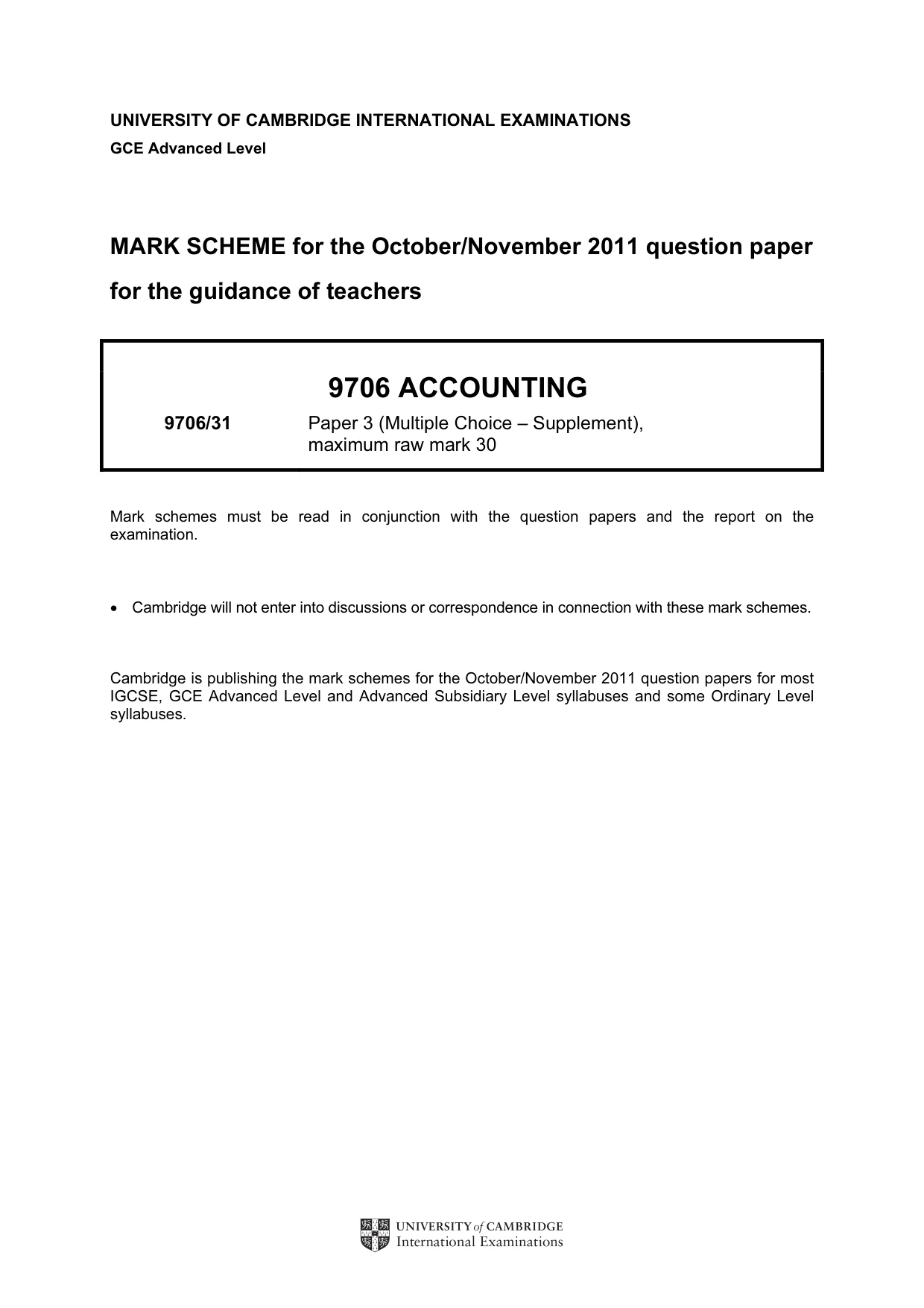 Mark scheme, page 1 of 2