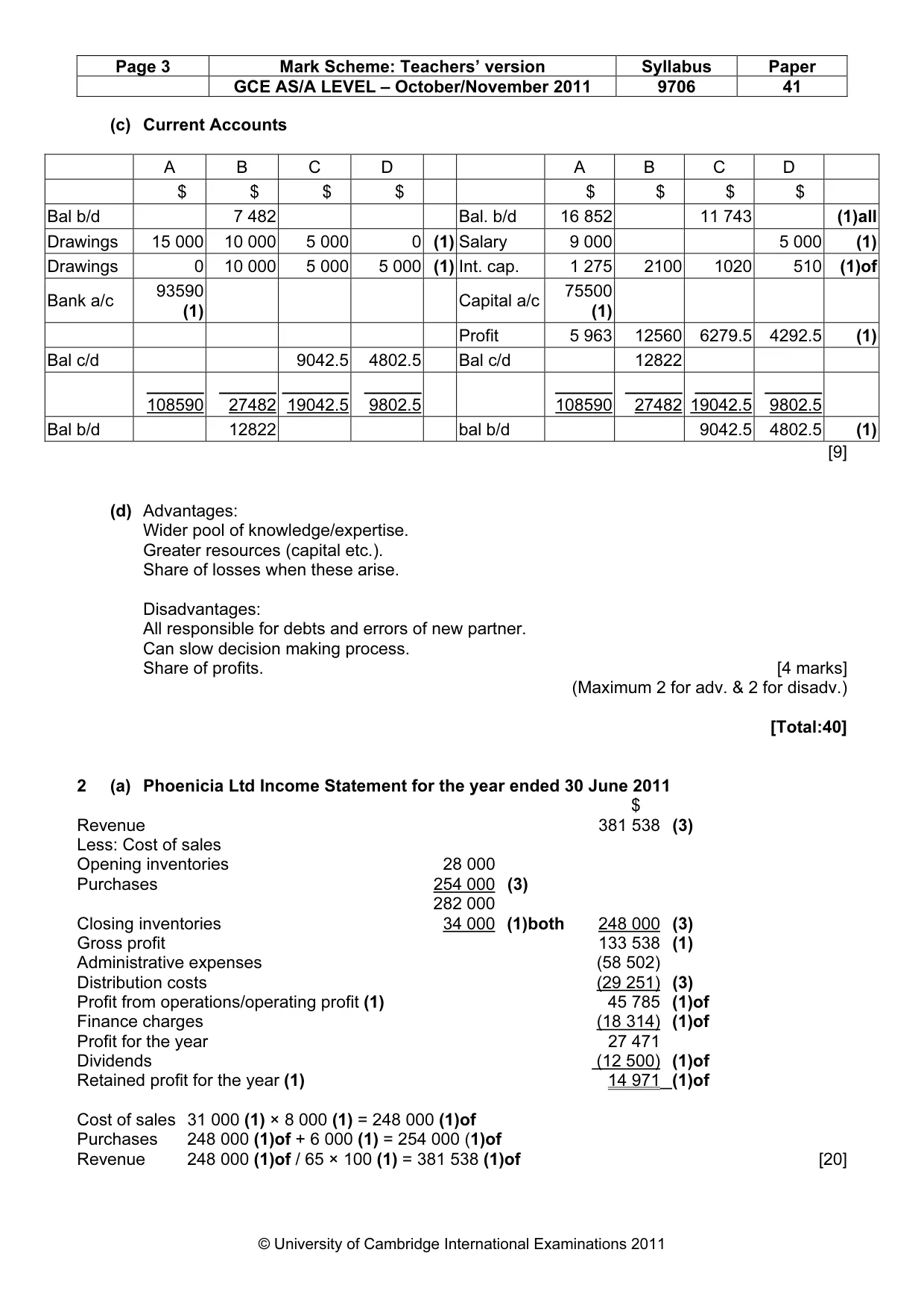Mark scheme, page 3 of 5