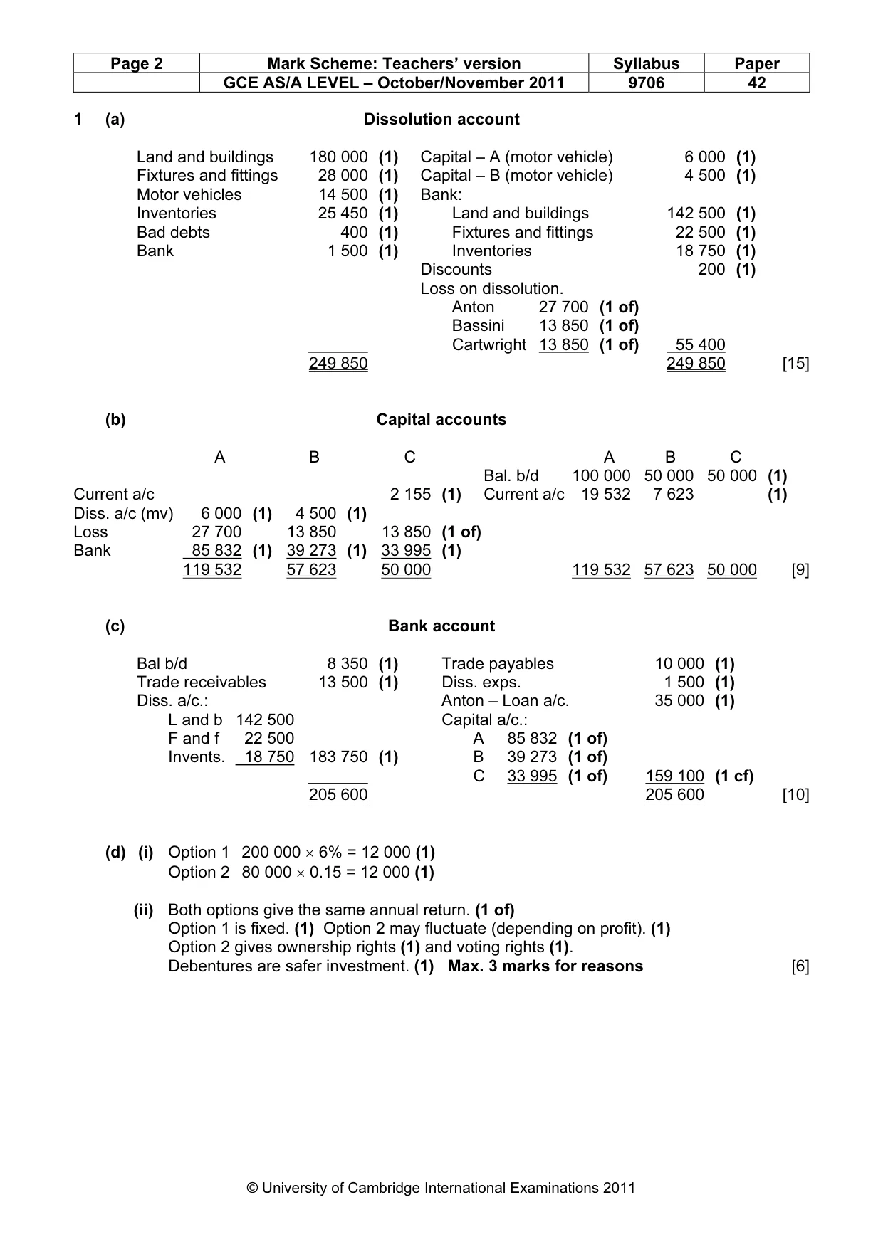 Mark scheme, page 2 of 5