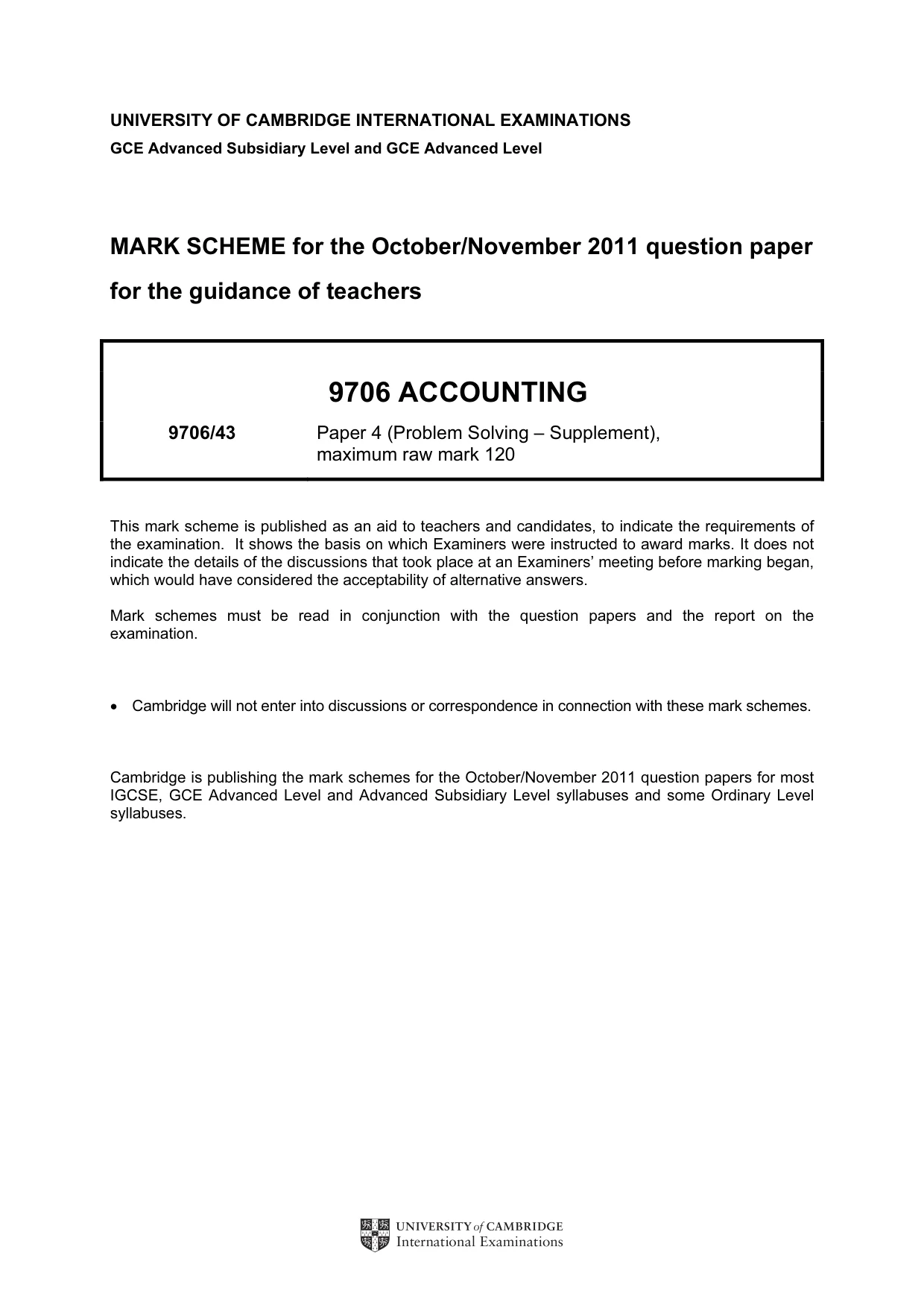 Mark scheme, page 1 of 5