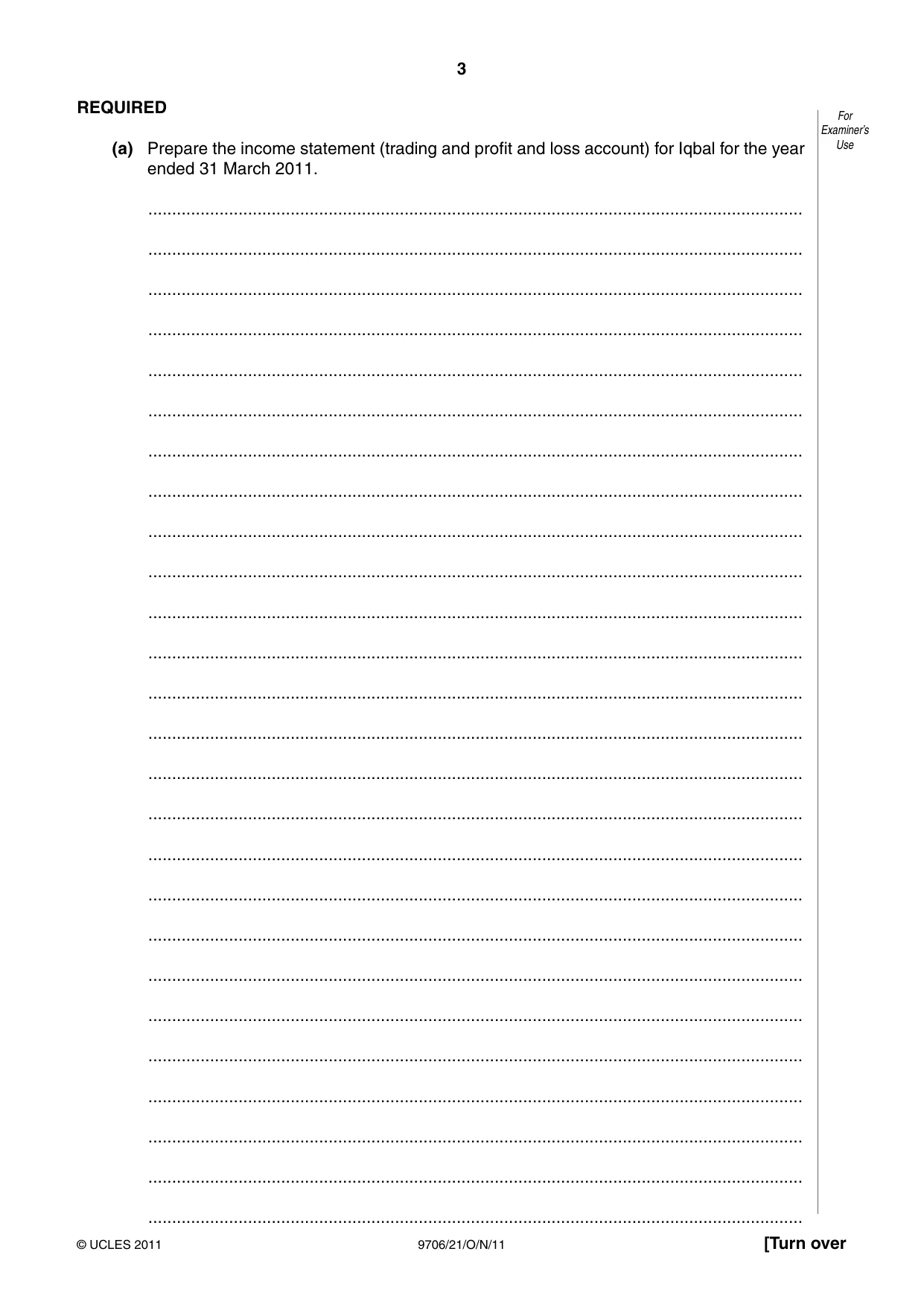 Cambridge A Level Accounting 9706 2011 Oct/Nov Paper 2 · Variant 1 question paper, page 3 of 12