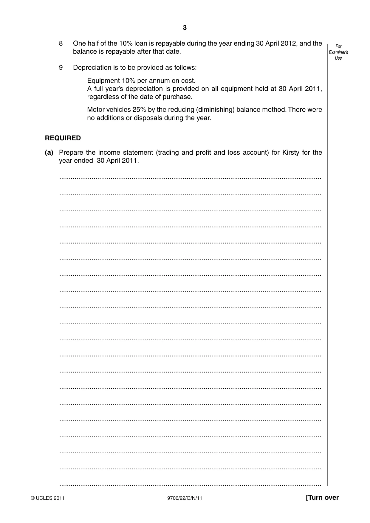 Cambridge A Level Accounting 9706 2011 Oct/Nov Paper 2 · Variant 2 question paper, page 3 of 16