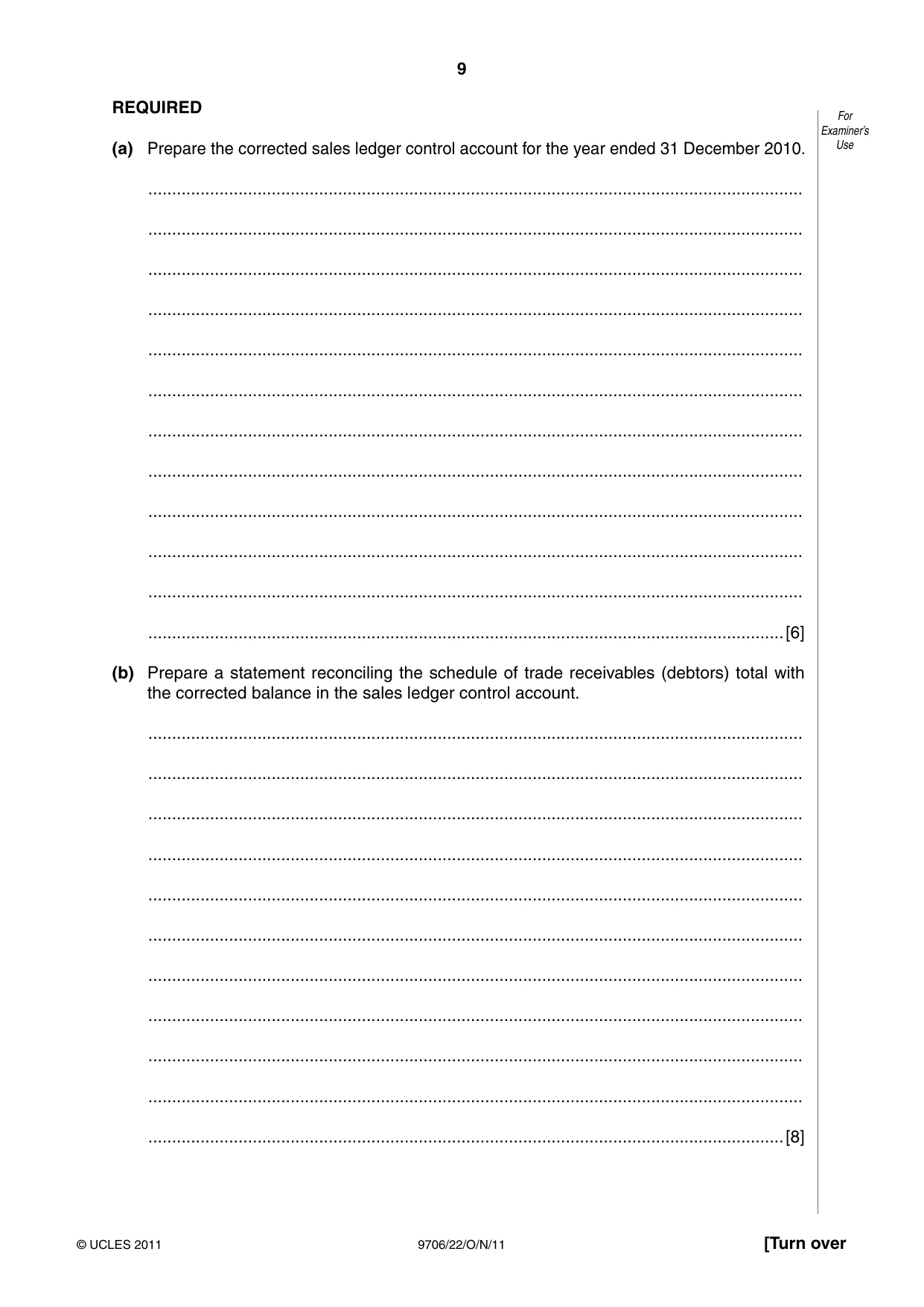 Cambridge A Level Accounting 9706 2011 Oct/Nov Paper 2 · Variant 2 question paper, page 9 of 16