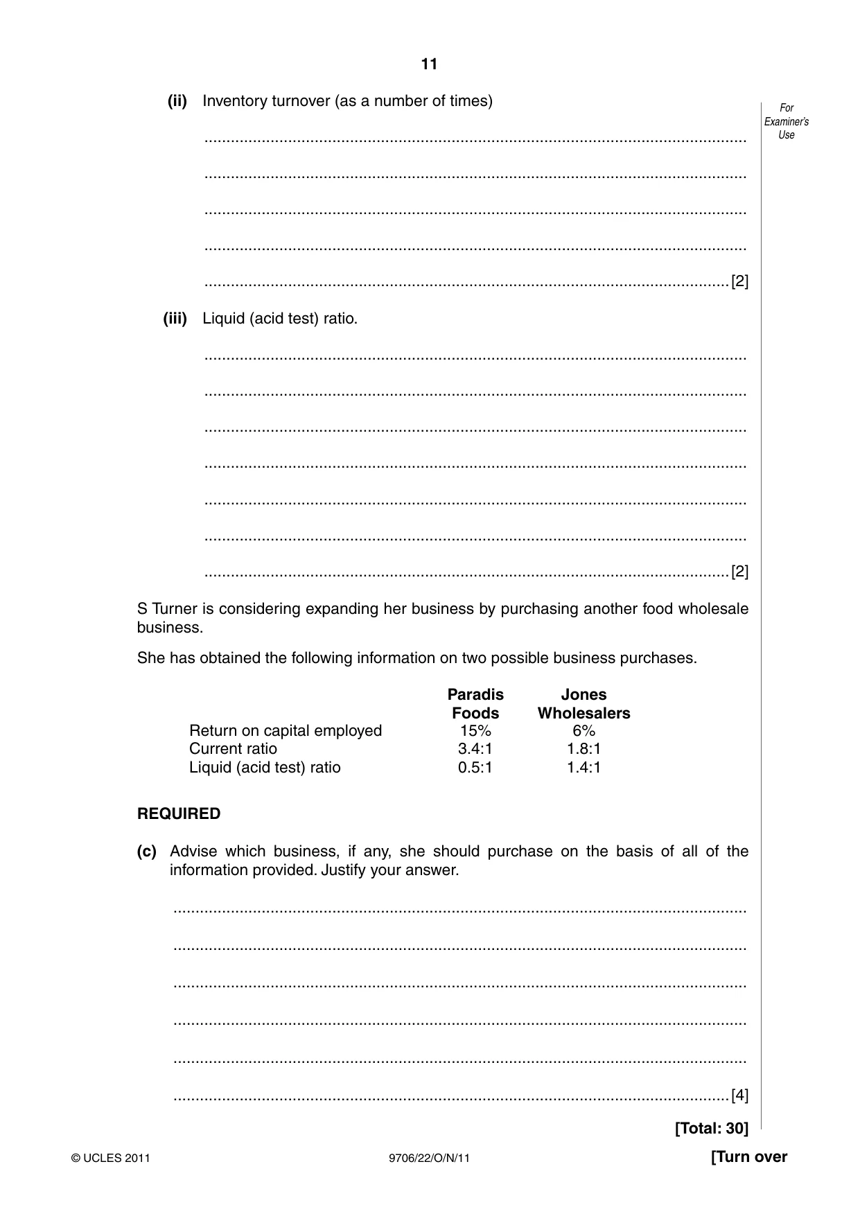 Cambridge A Level Accounting 9706 2011 Oct/Nov Paper 2 · Variant 2 question paper, page 11 of 16