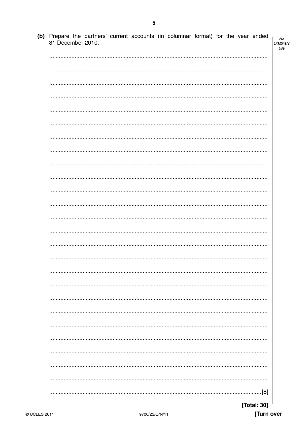 Cambridge A Level Accounting 9706 2011 Oct/Nov Paper 2 · Variant 3 question paper, page 5 of 12