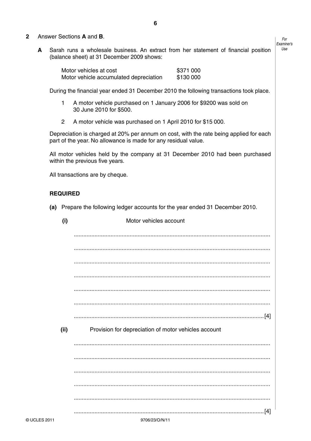 Cambridge A Level Accounting 9706 2011 Oct/Nov Paper 2 · Variant 3 question paper, page 6 of 12