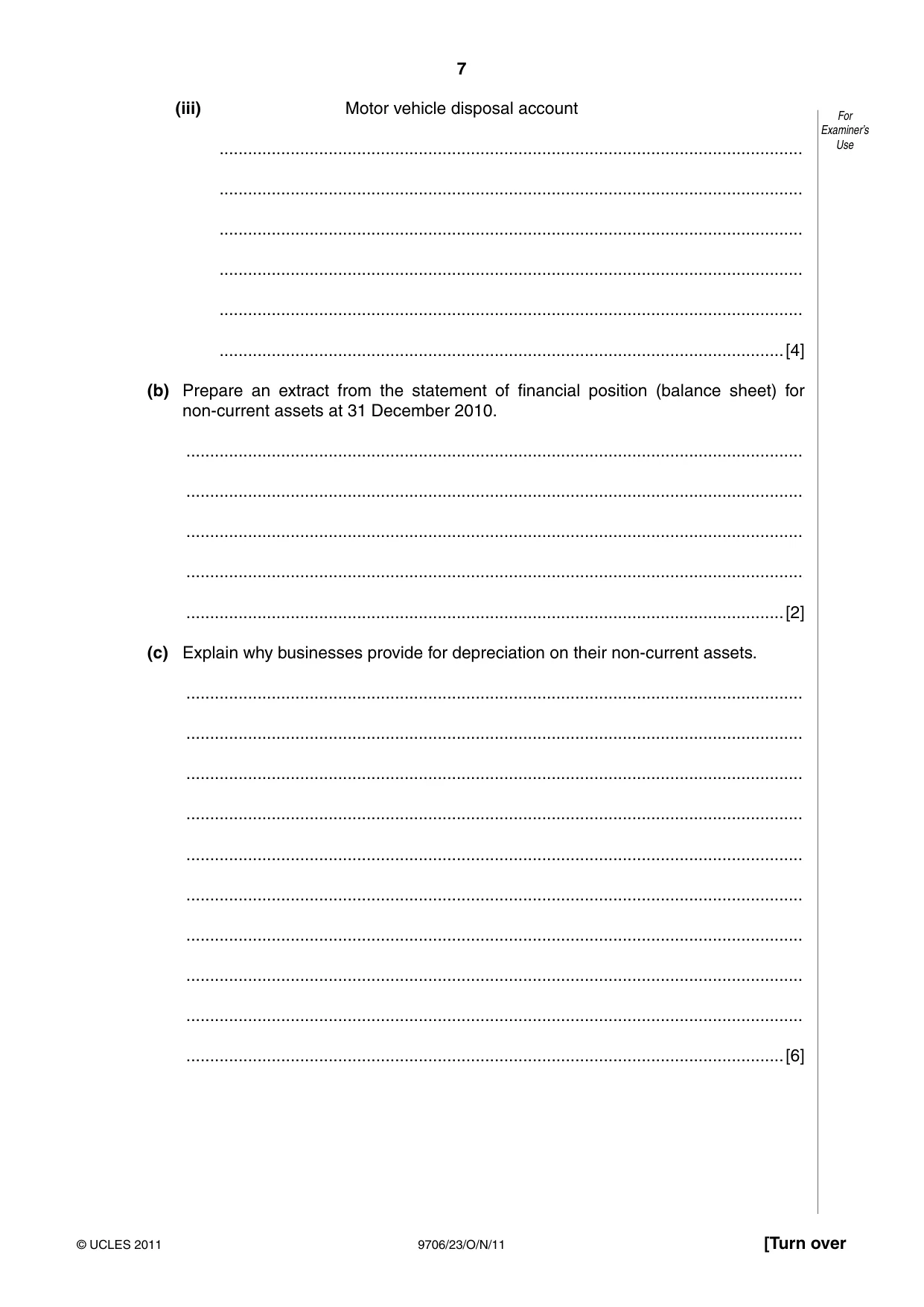 Cambridge A Level Accounting 9706 2011 Oct/Nov Paper 2 · Variant 3 question paper, page 7 of 12