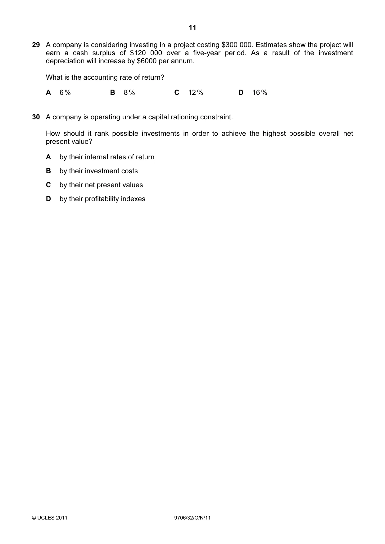 Cambridge A Level Accounting 9706 2011 Oct/Nov Paper 3 · Variant 2 question paper, page 11 of 12