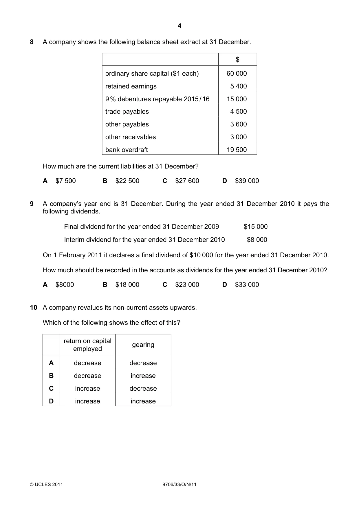 Cambridge A Level Accounting 9706 2011 Oct/Nov Paper 3 · Variant 3 question paper, page 4 of 12
