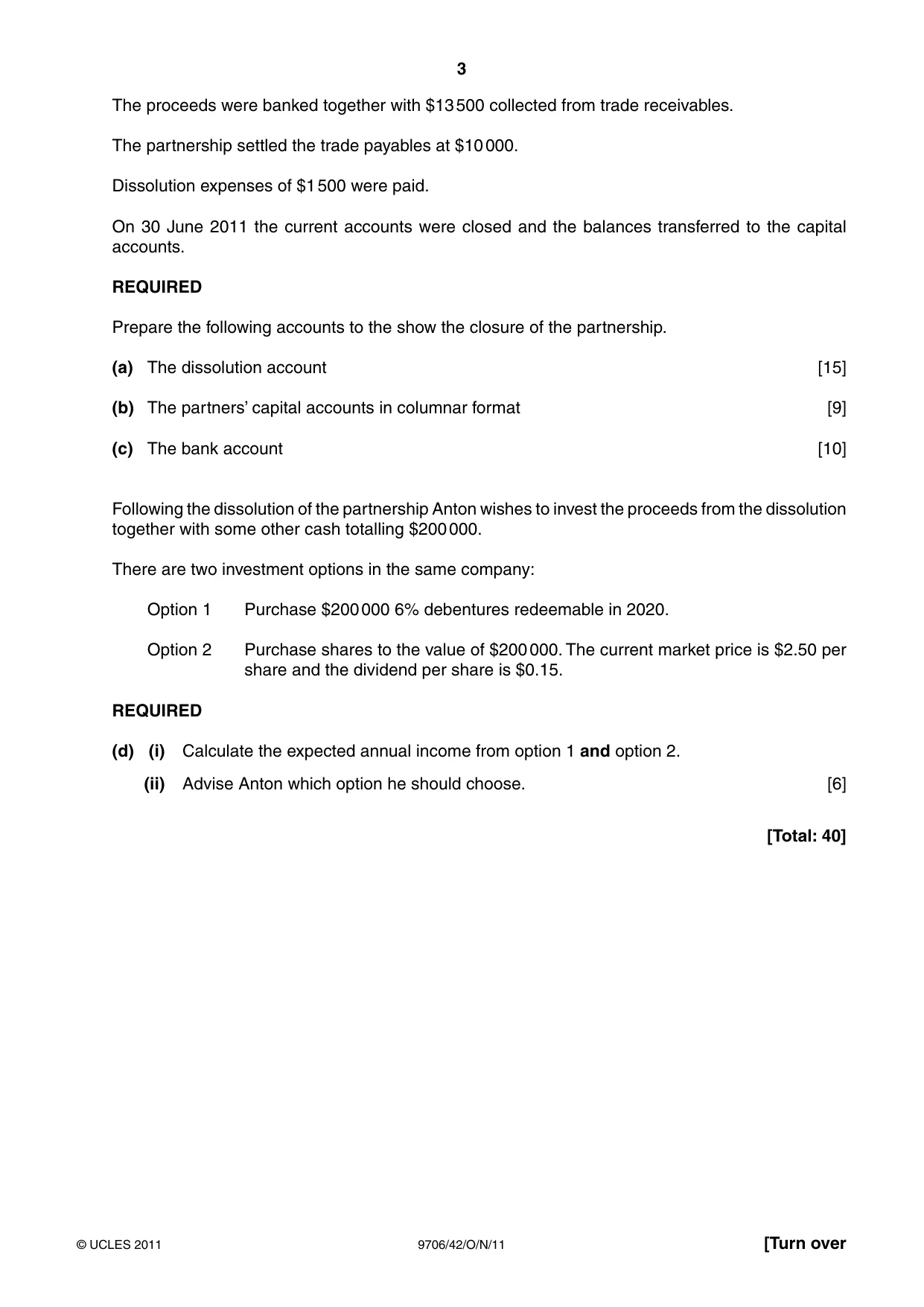 Cambridge A Level Accounting 9706 2011 Oct/Nov Paper 4 · Variant 2 question paper, page 3 of 8