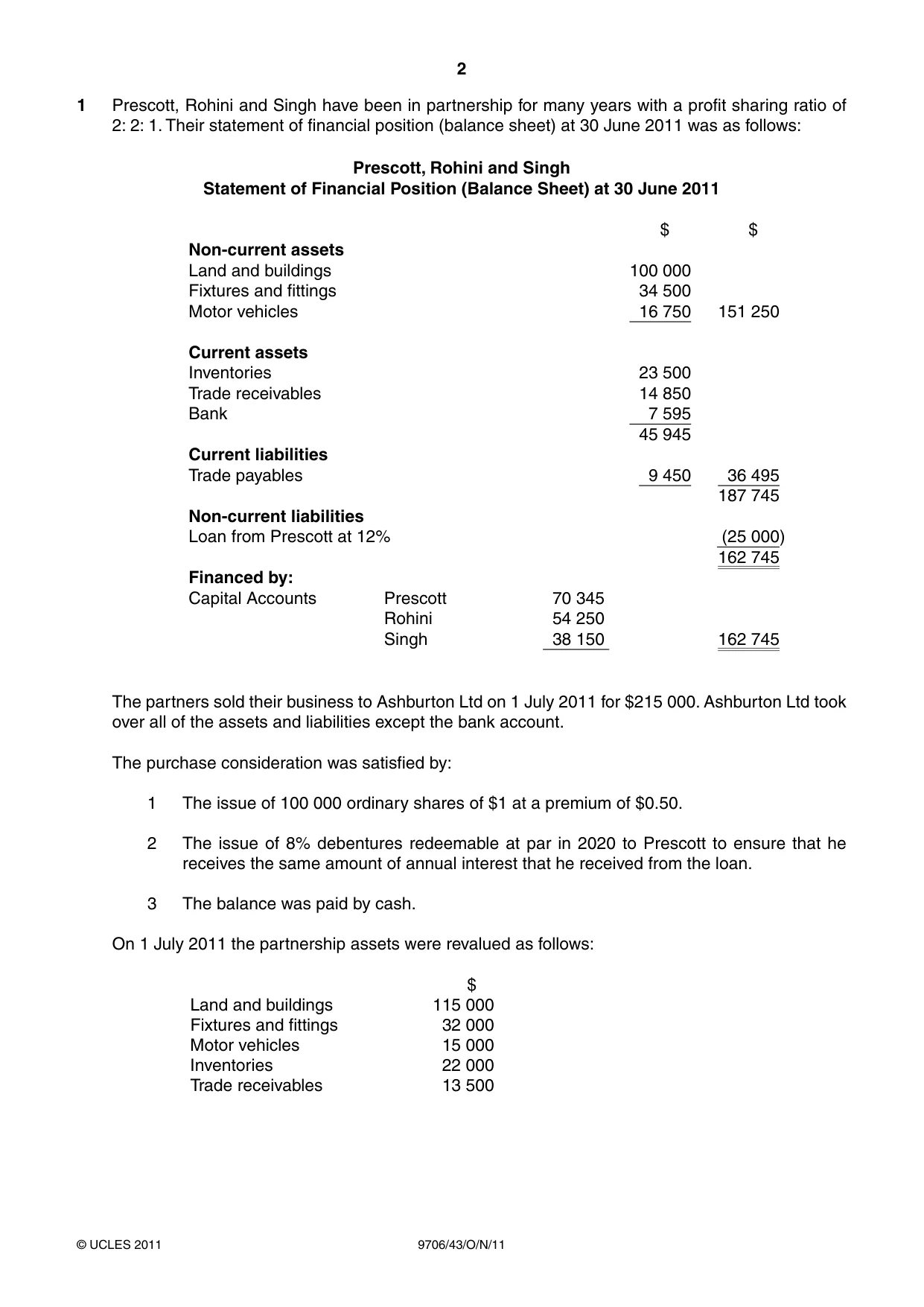 Cambridge A Level Accounting 9706 2011 Oct/Nov Paper 4 · Variant 3 question paper, page 2 of 8