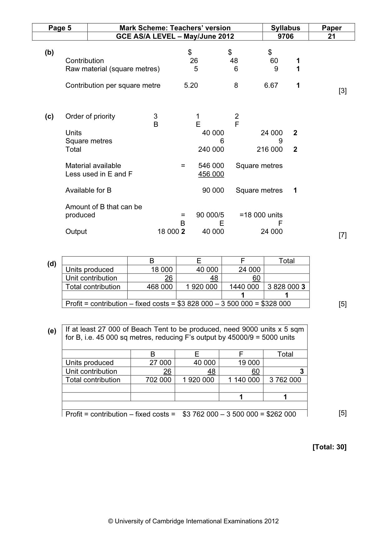 Mark scheme, page 5 of 5