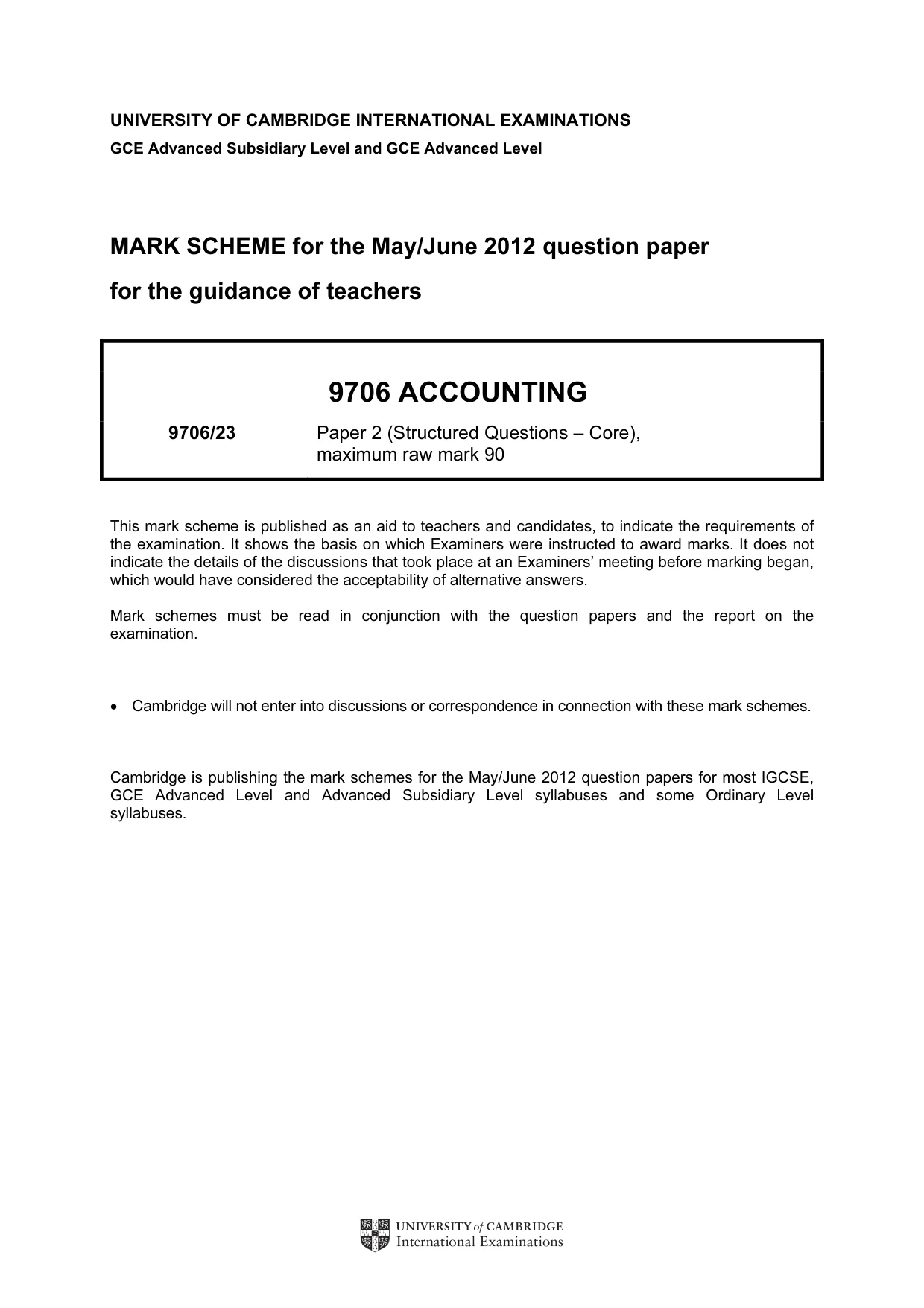 Mark scheme, page 1 of 5