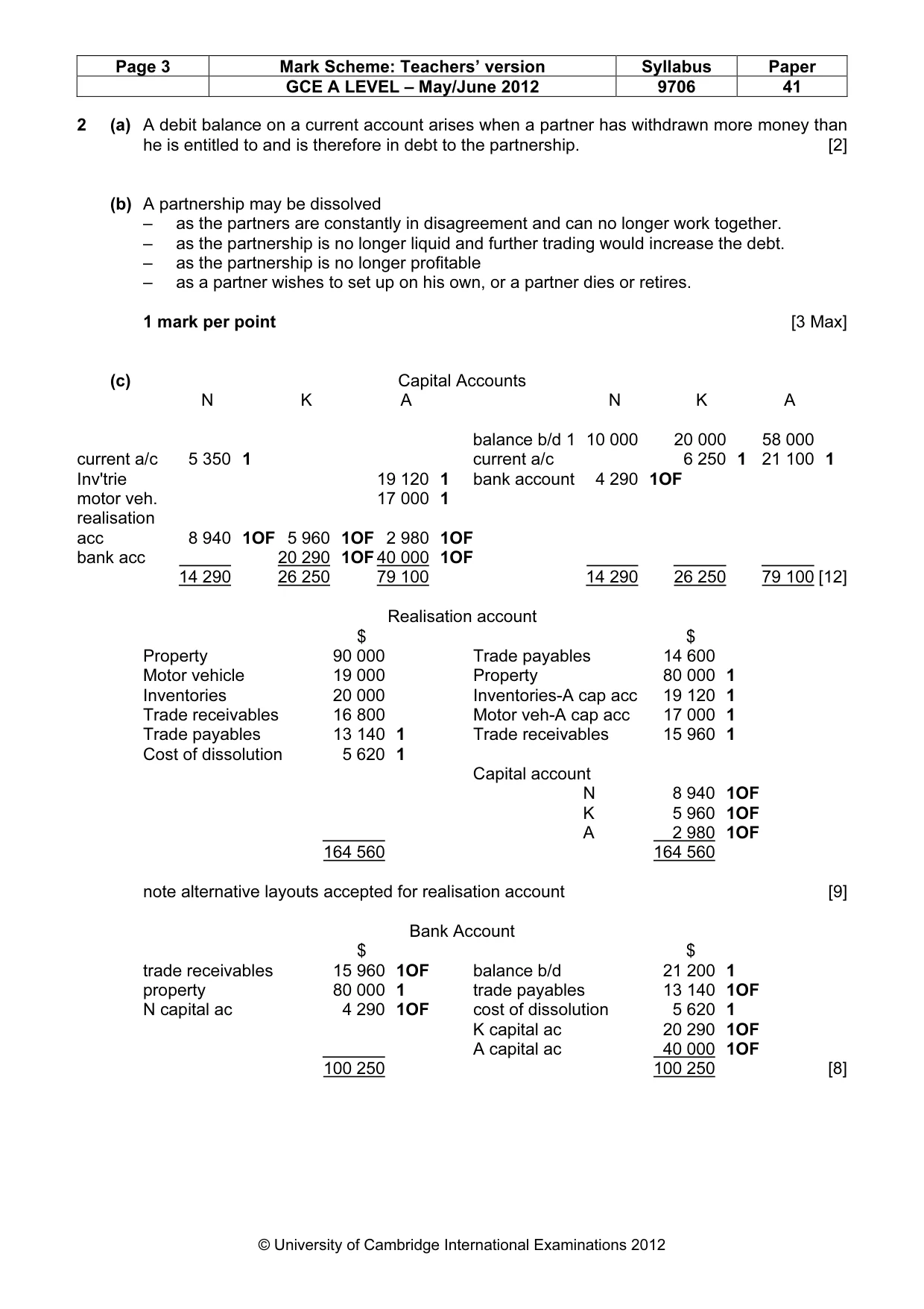 Mark scheme, page 3 of 5