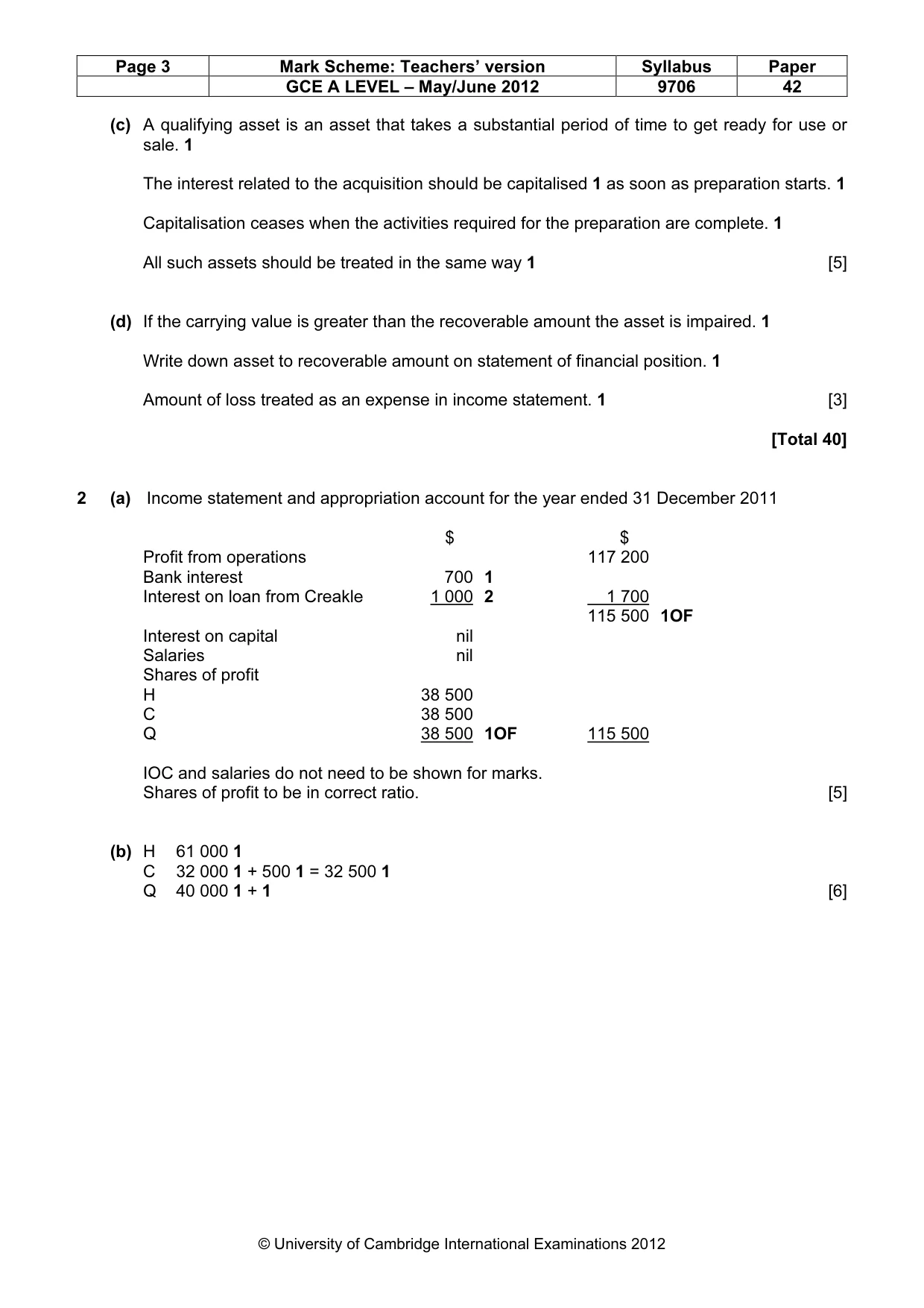 Mark scheme, page 3 of 7
