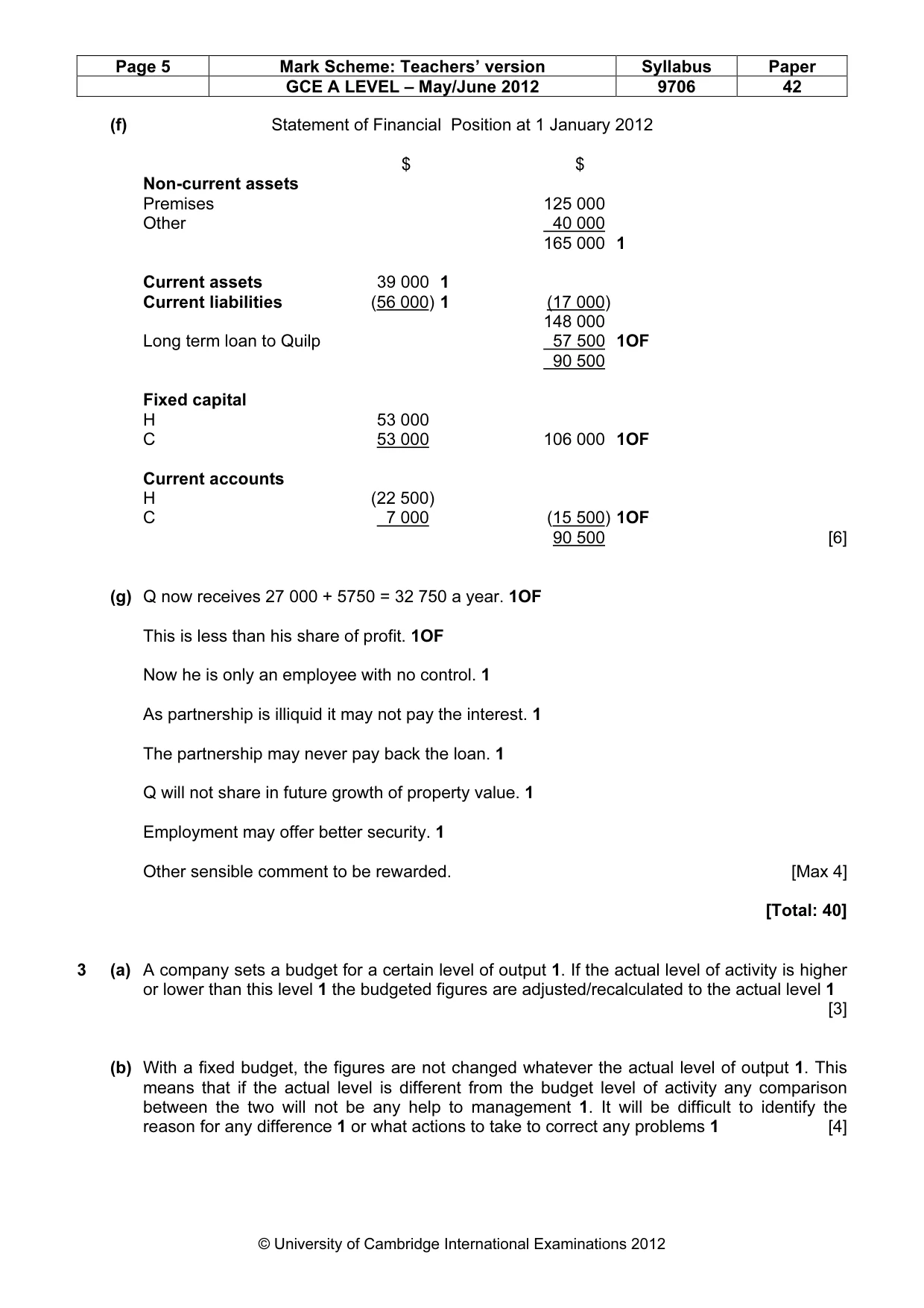 Mark scheme, page 5 of 7
