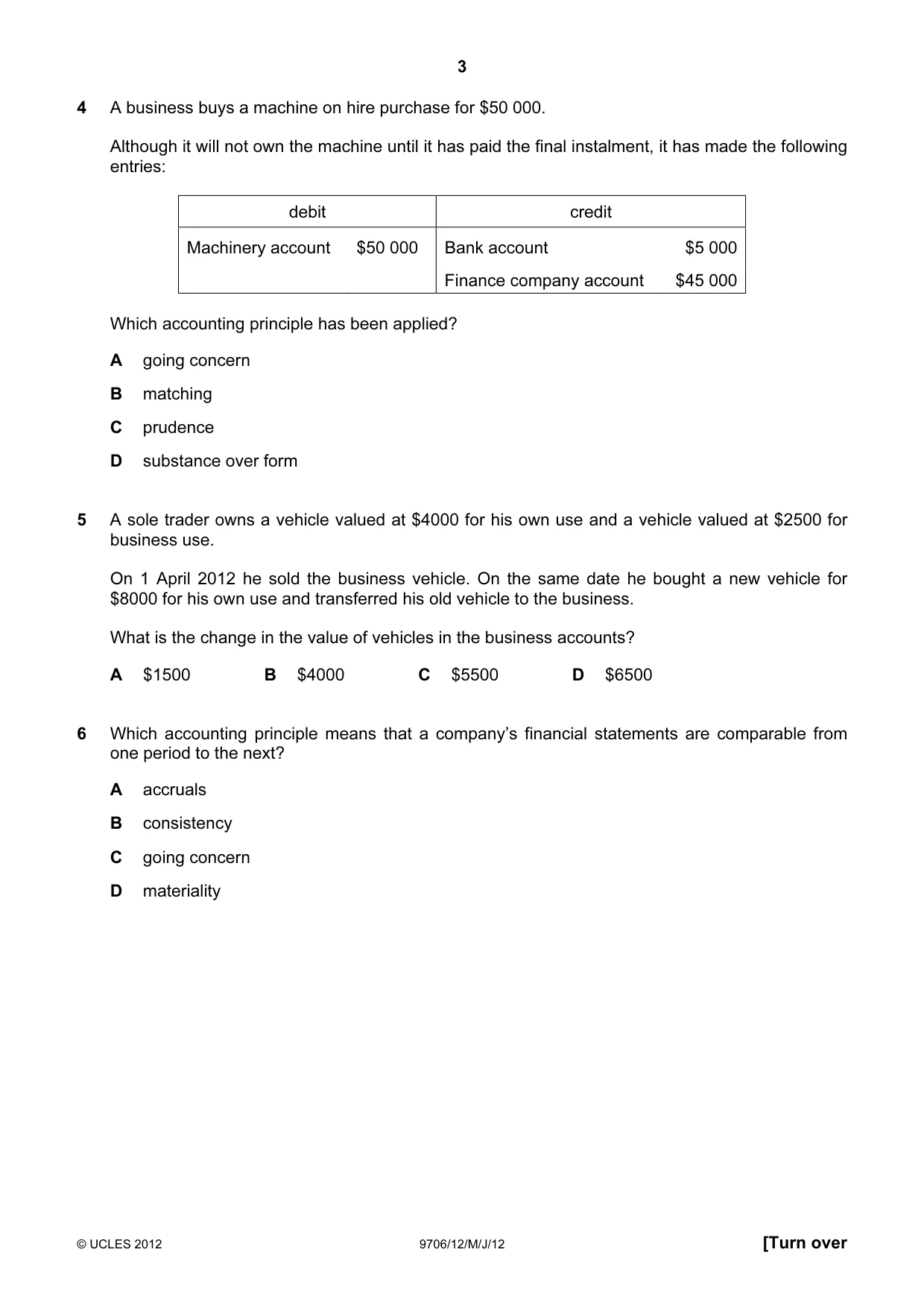 Cambridge A Level Accounting 9706 2012 May/June Paper 1 · Variant 2 question paper, page 3 of 12