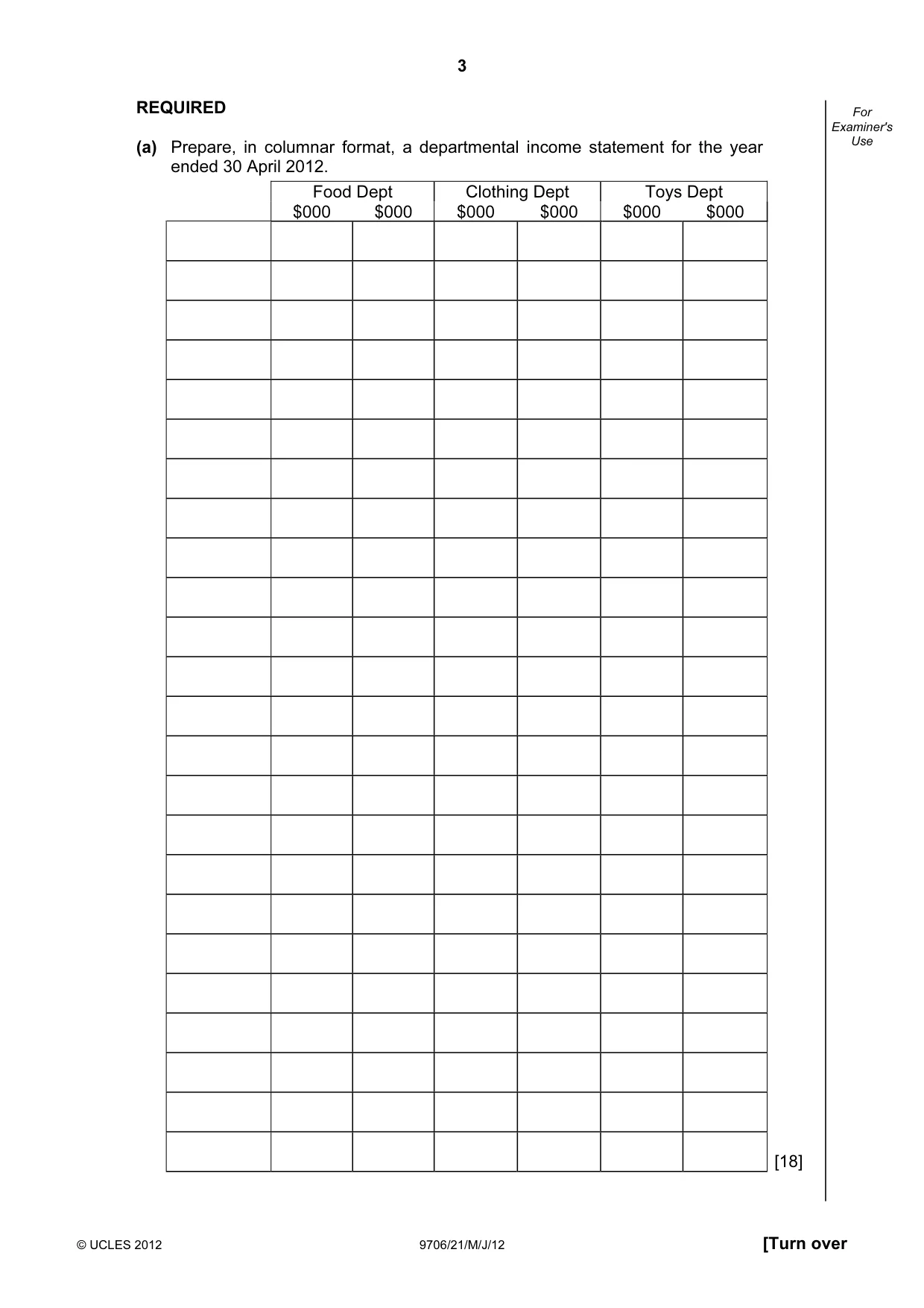 Cambridge A Level Accounting 9706 2012 May/June Paper 2 · Variant 1 question paper, page 3 of 12
