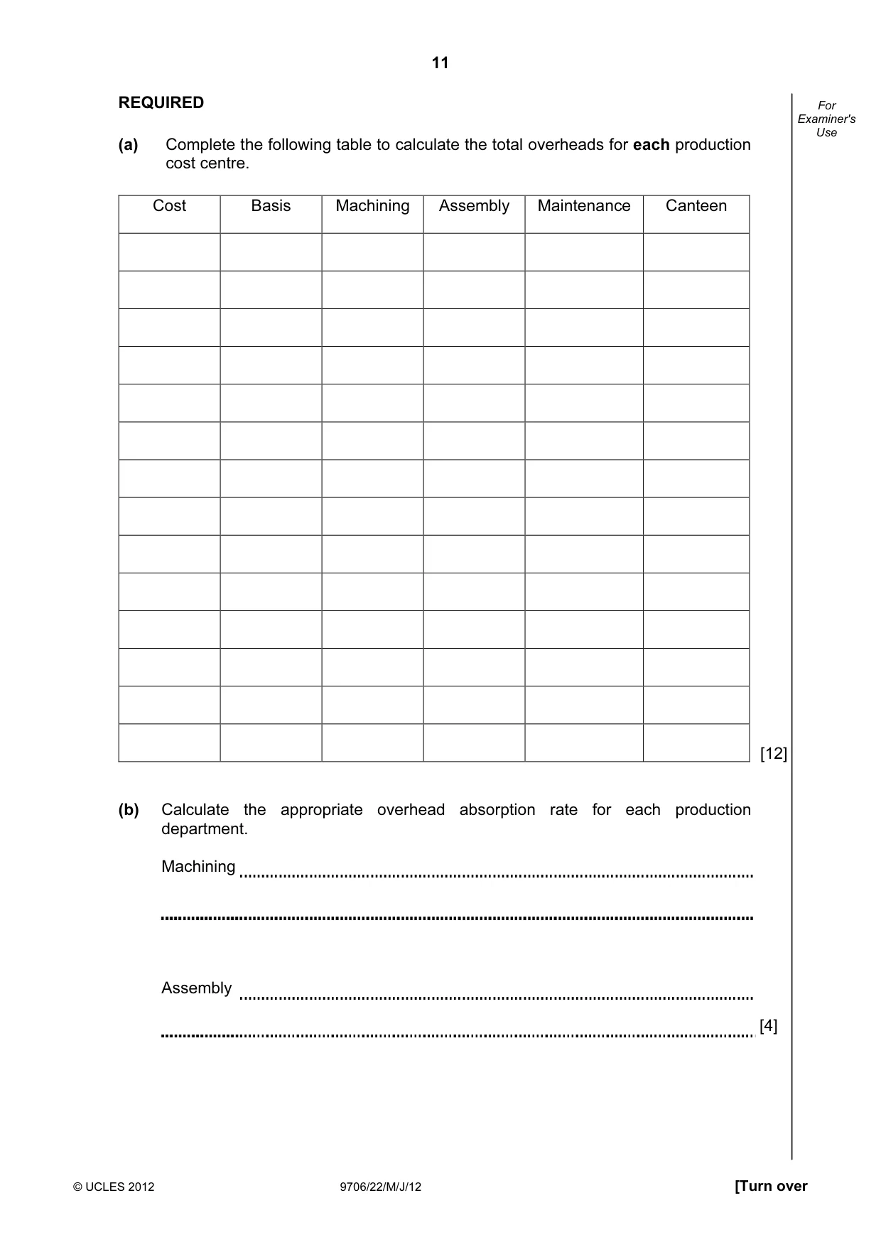 Cambridge A Level Accounting 9706 2012 May/June Paper 2 · Variant 2 question paper, page 11 of 16