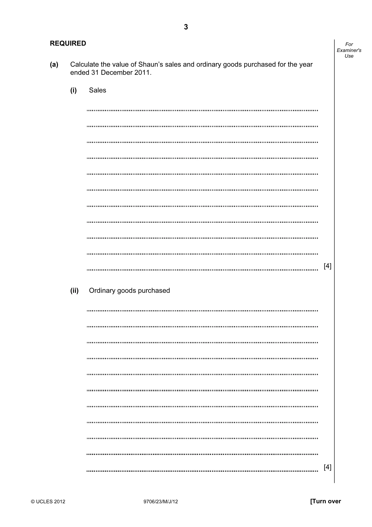 Cambridge A Level Accounting 9706 2012 May/June Paper 2 · Variant 3 question paper, page 3 of 16