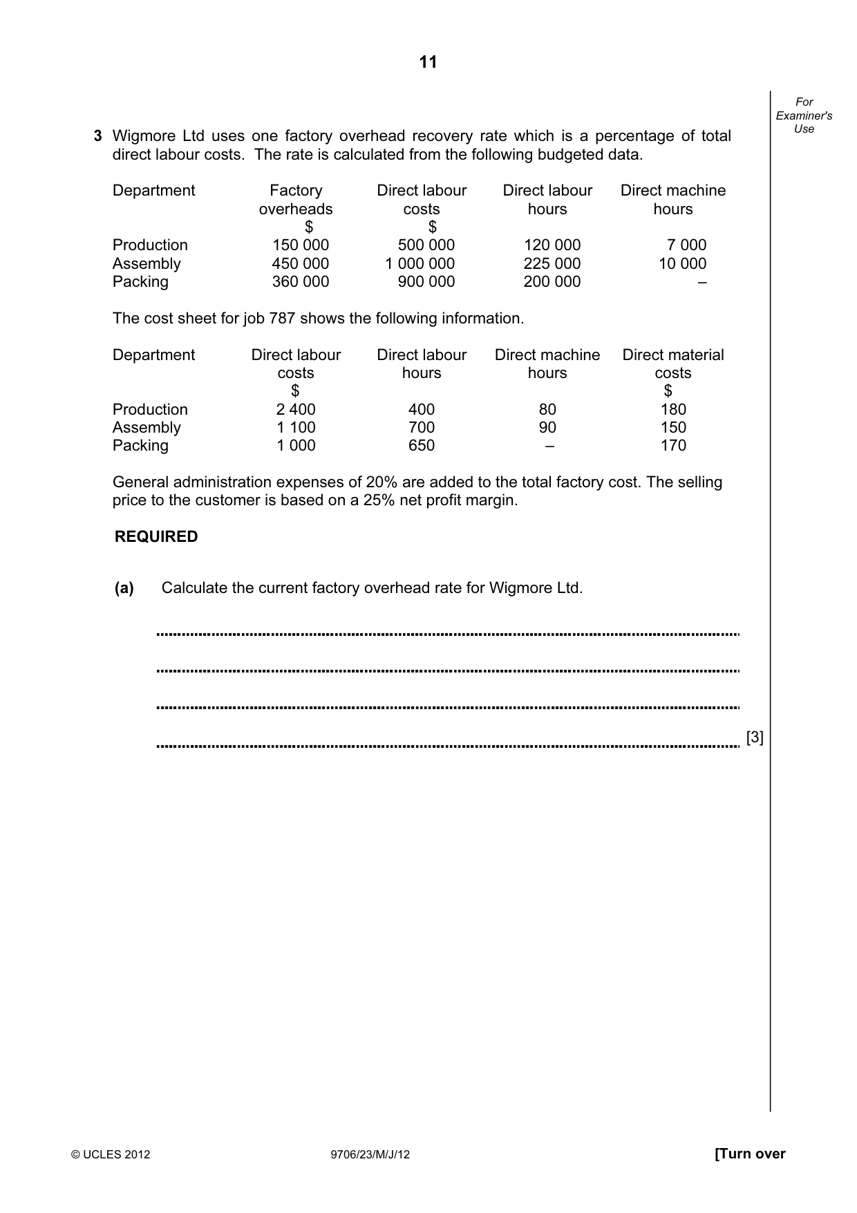 Cambridge A Level Accounting 9706 2012 May/June Paper 2 · Variant 3 question paper, page 11 of 16