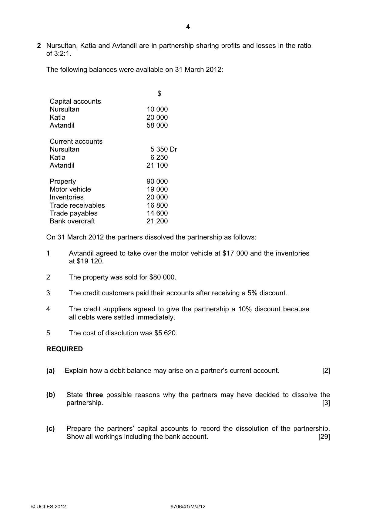 Cambridge A Level Accounting 9706 2012 May/June Paper 4 · Variant 1 question paper, page 4 of 8