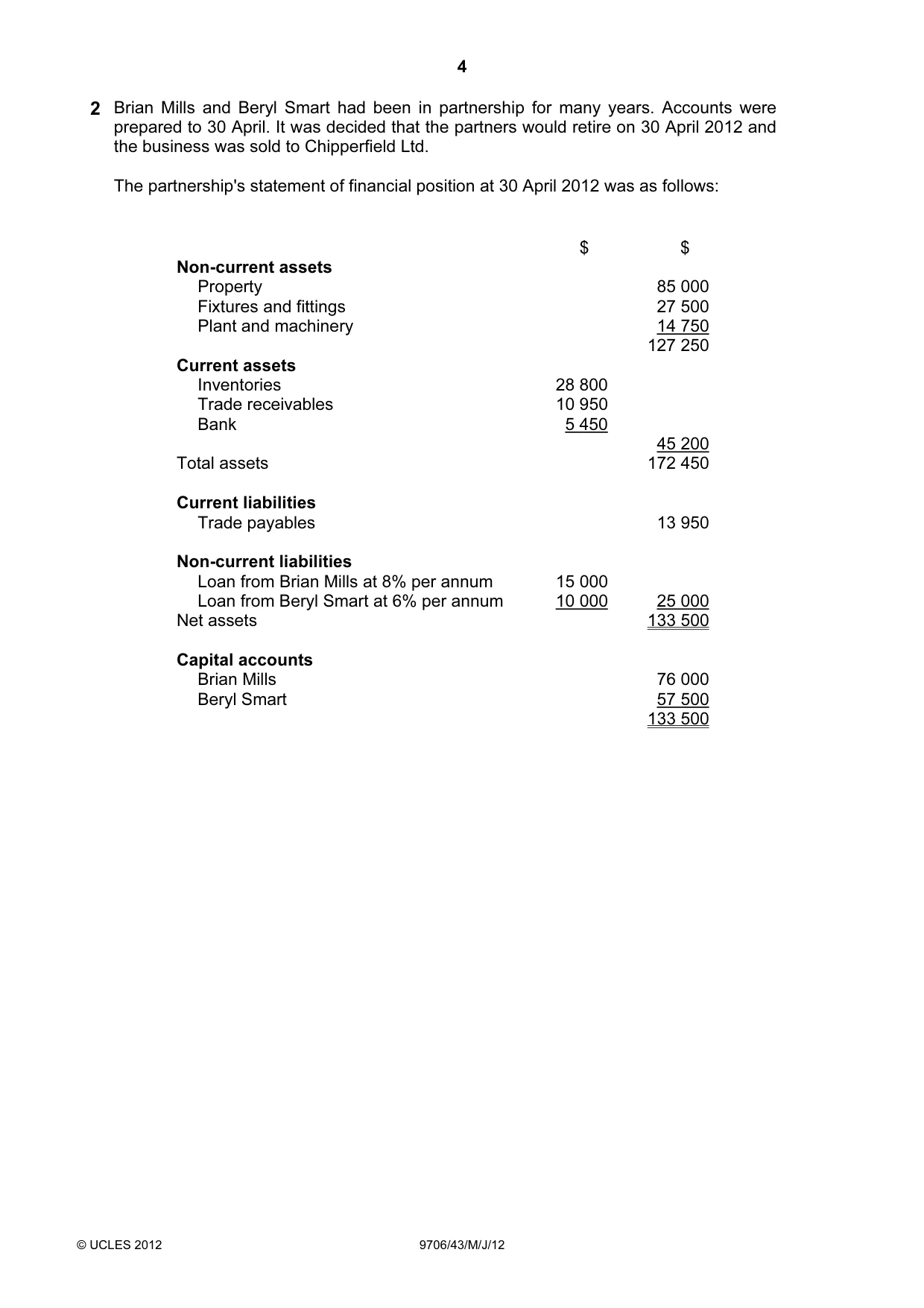 Cambridge A Level Accounting 9706 2012 May/June Paper 4 · Variant 3 question paper, page 4 of 8