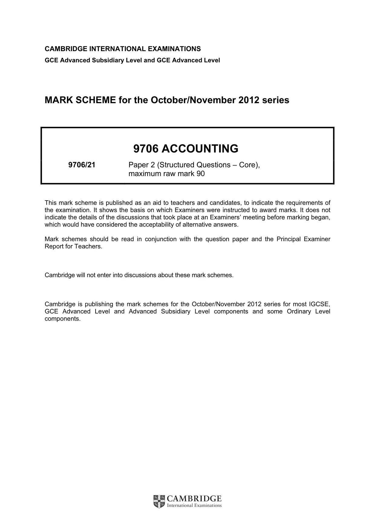 Mark scheme, page 1 of 5