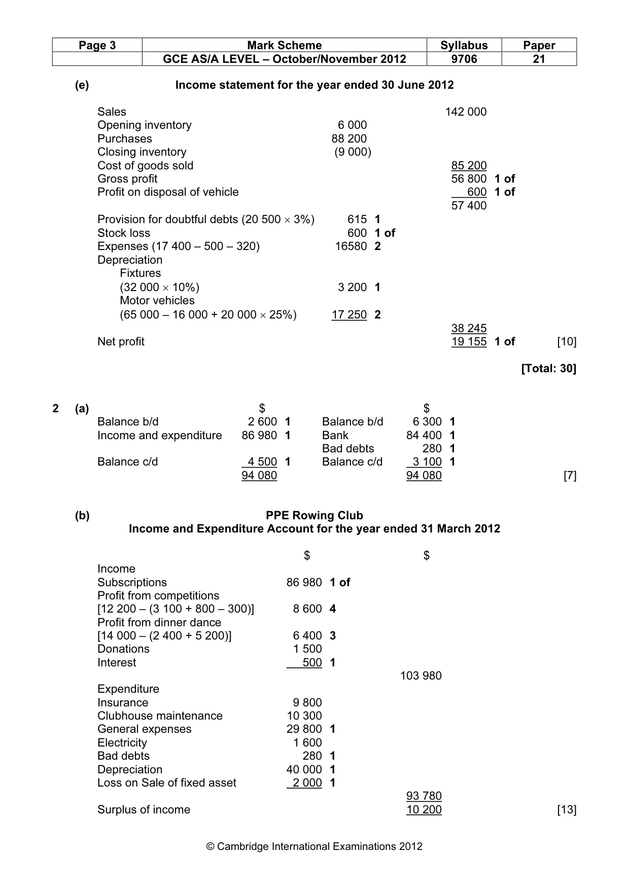 Mark scheme, page 3 of 5