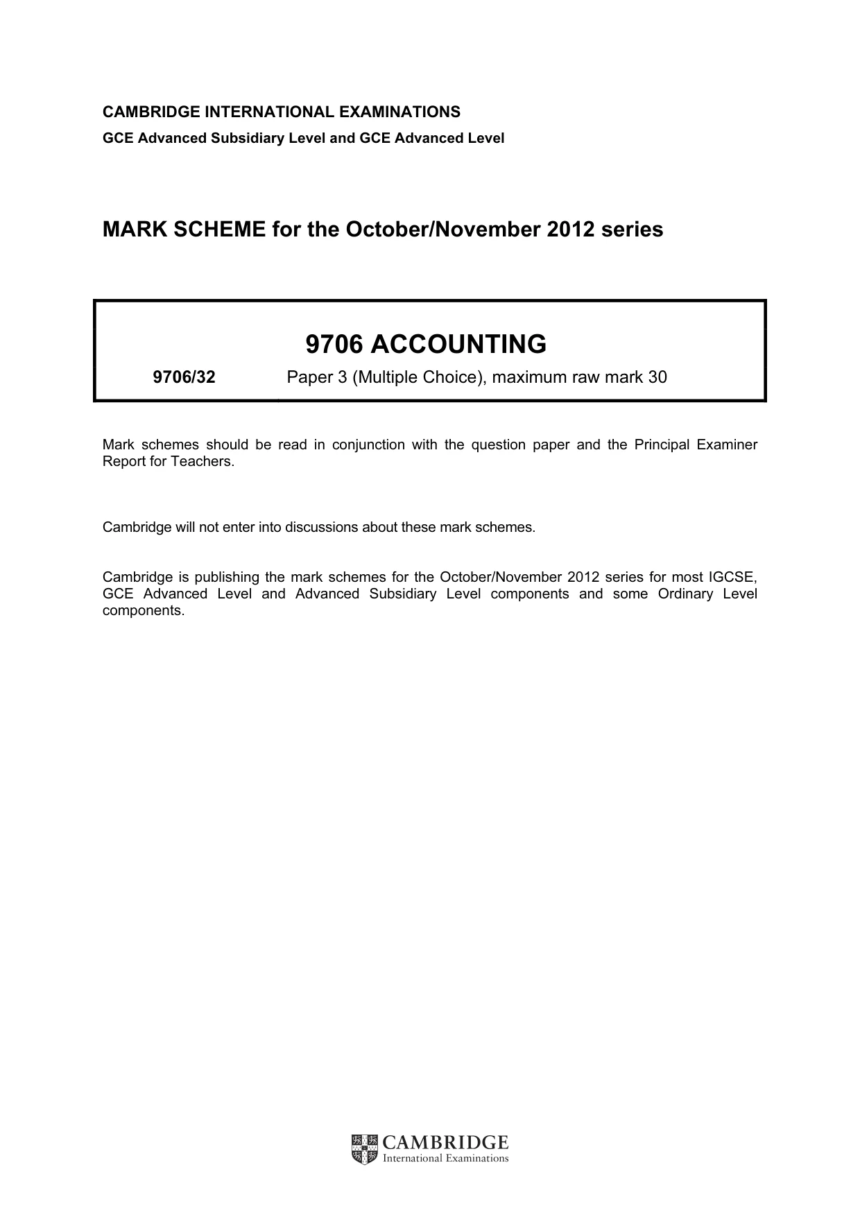 Mark scheme, page 1 of 2